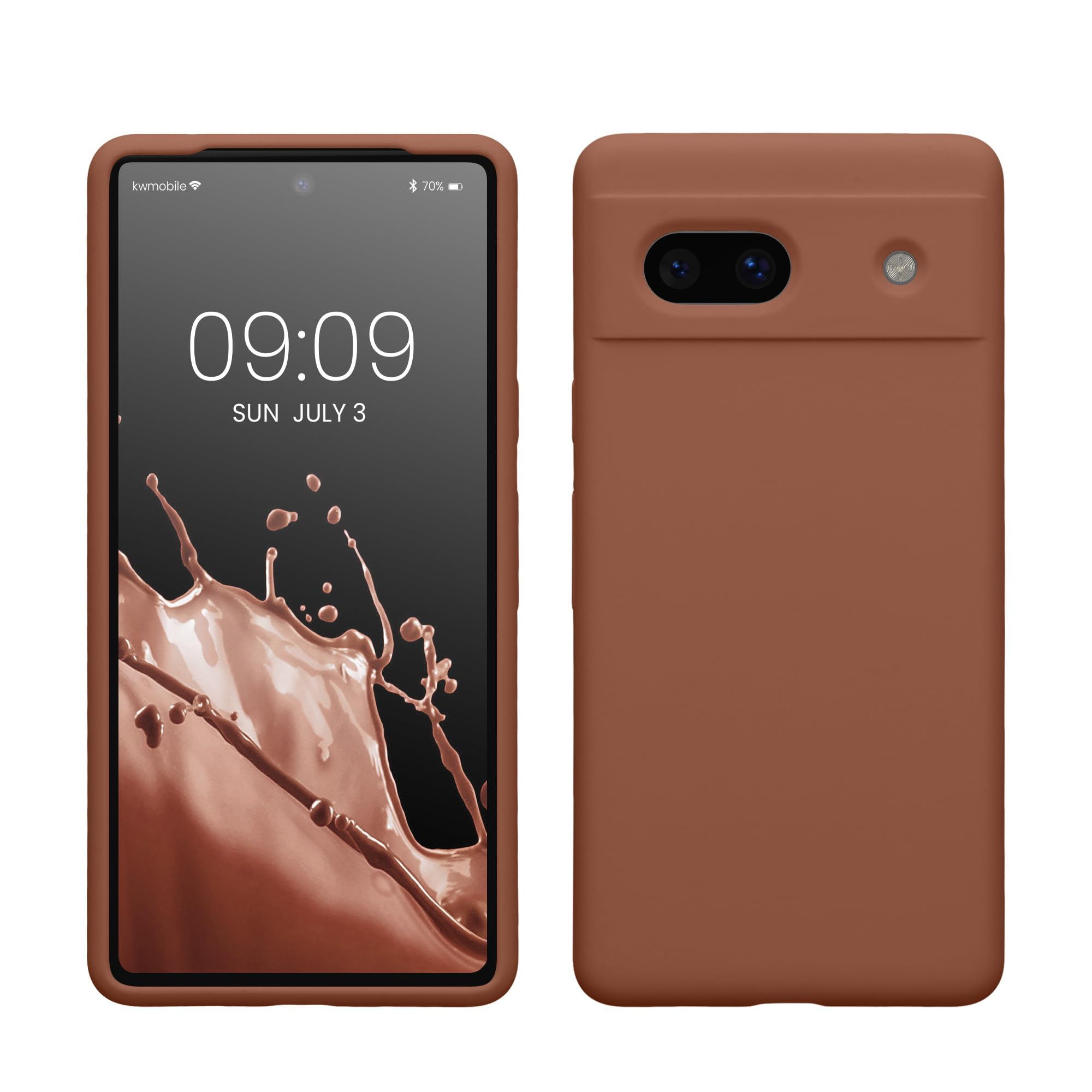 kwmobile Case Compatible with Google Pixel 7a Case - TPU Silicone Phone Cover with Soft Finish - Mocha