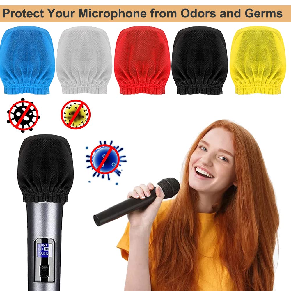 Disposable Microphone Cover, Non Woven Handheld Microphone Windscreen With Elastic Band, Clean And No Odor Mic Covers For Ktv, I