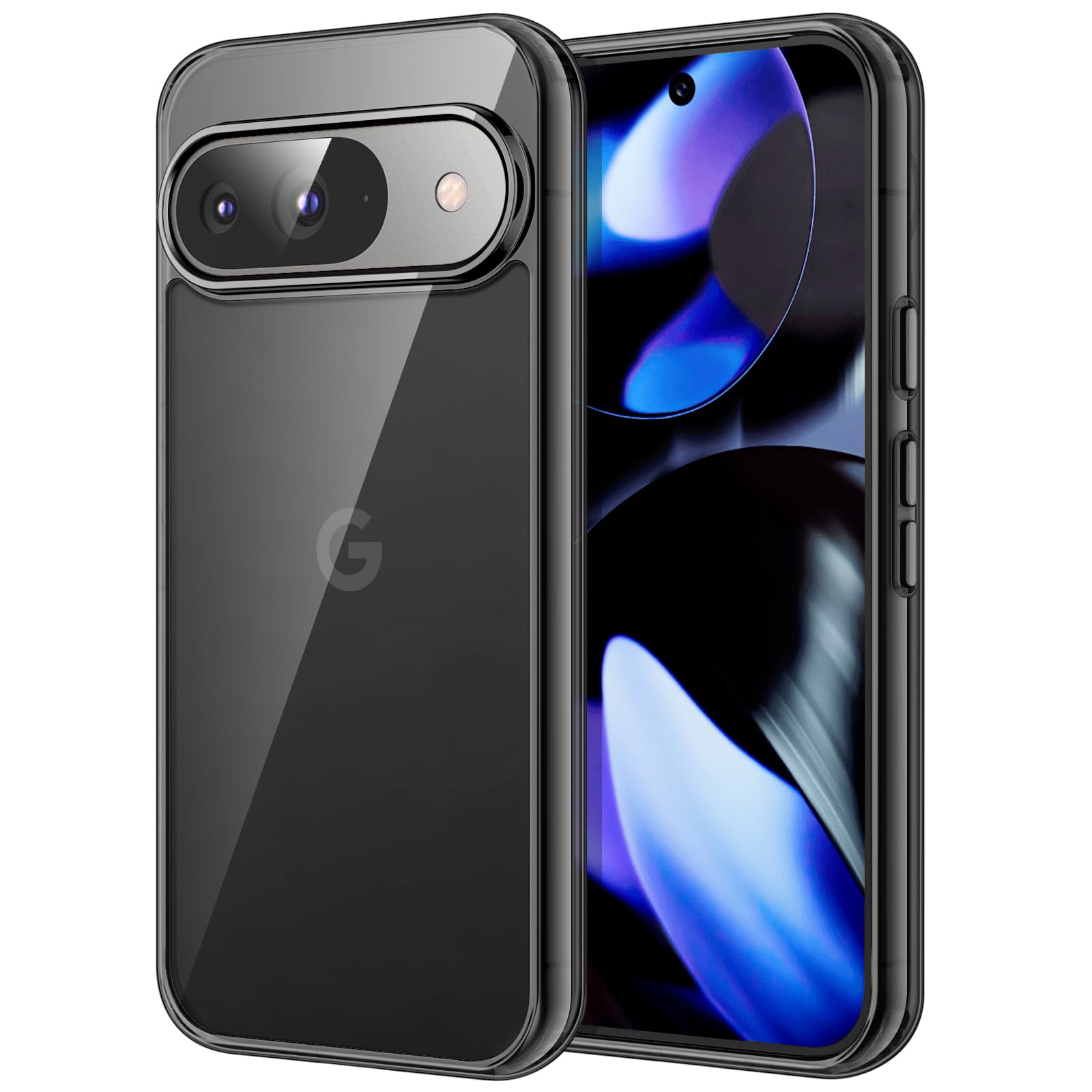 JETech Case for Google Pixel 9/9 Pro 2024, Non-Yellowing Shockproof Bumper Protective Phone Cover, Anti-Scratch Hard PC Back (Bl