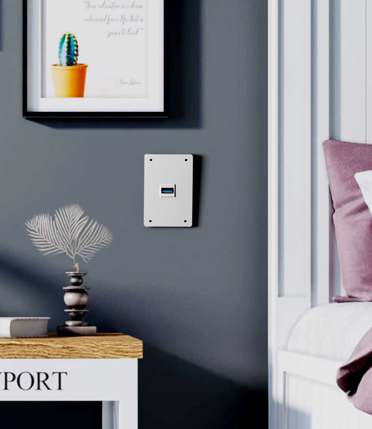 Berlat Usb 3.0 Keystone Jack Insert, Usb Keystone Jack,Usb To Usb Adapters Female To Female Inserts Connector Interface Coupler Socket Adapter Port For Wall Plate Outlet Panel(White 6 Pack)