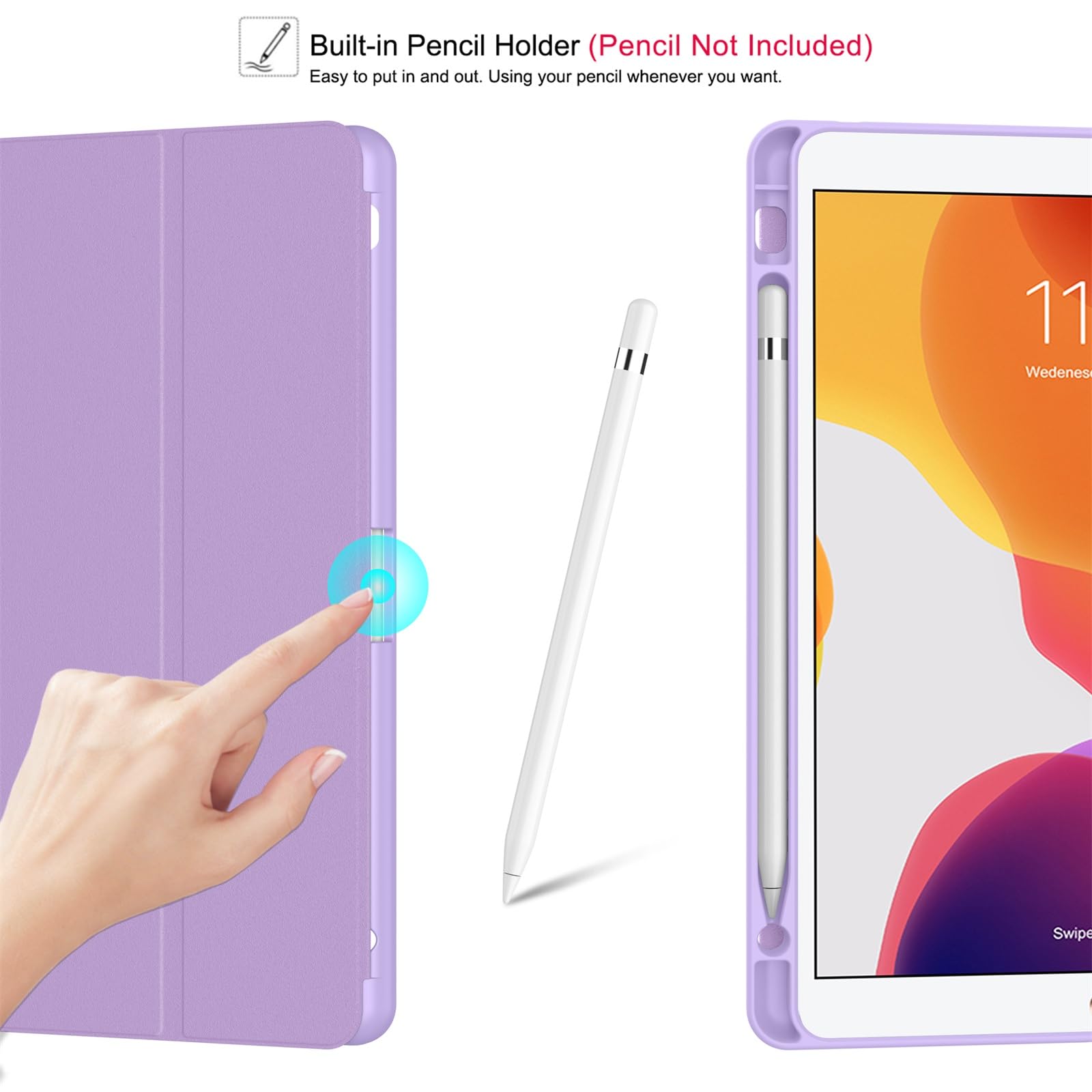 Soke Case For Ipad 9Th Generation 2021/8Th Gen 2020/7Th Gen 2019 With Pencil Holder   Premium Shockproof Case With Soft Tpu Back