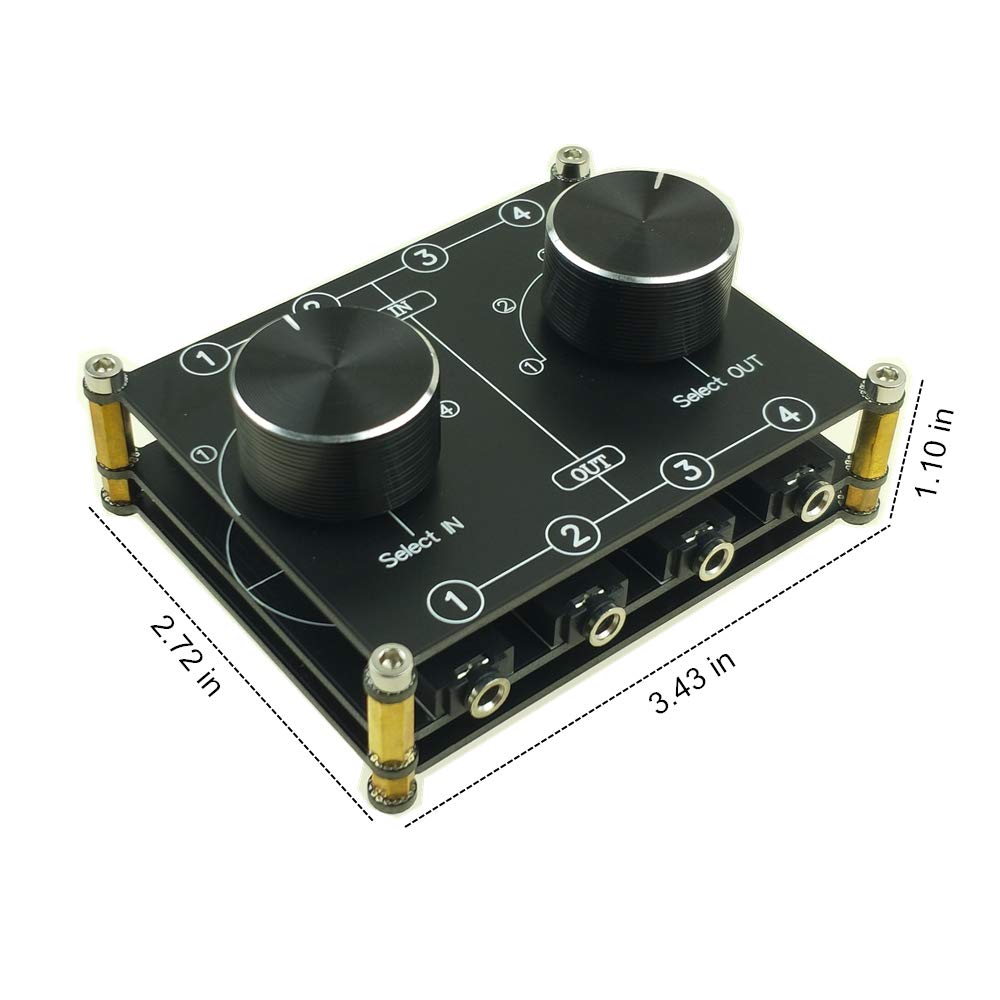 4 Input 4 Output 3.5Mm Audio Switch Box, Aux Switcher, Stereo Audio Selector Box, Line Router Splitter Combiner For Home Audio