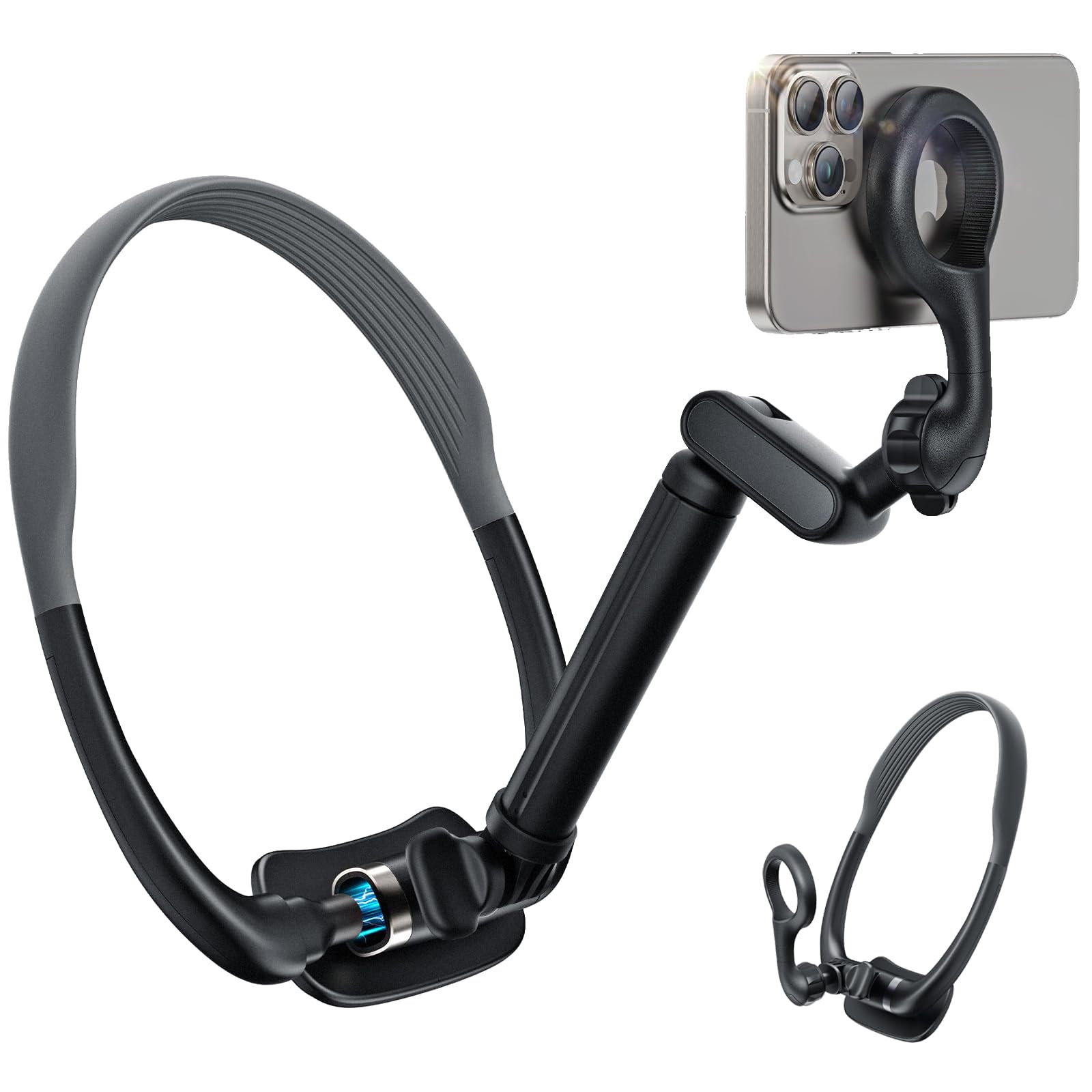 Lizhuzhong Magnetic Phone Neck Mount, Video Recording Holder, Pov/Vlog Selfie, Hand Free Phone Neck Strap, Chest Stand