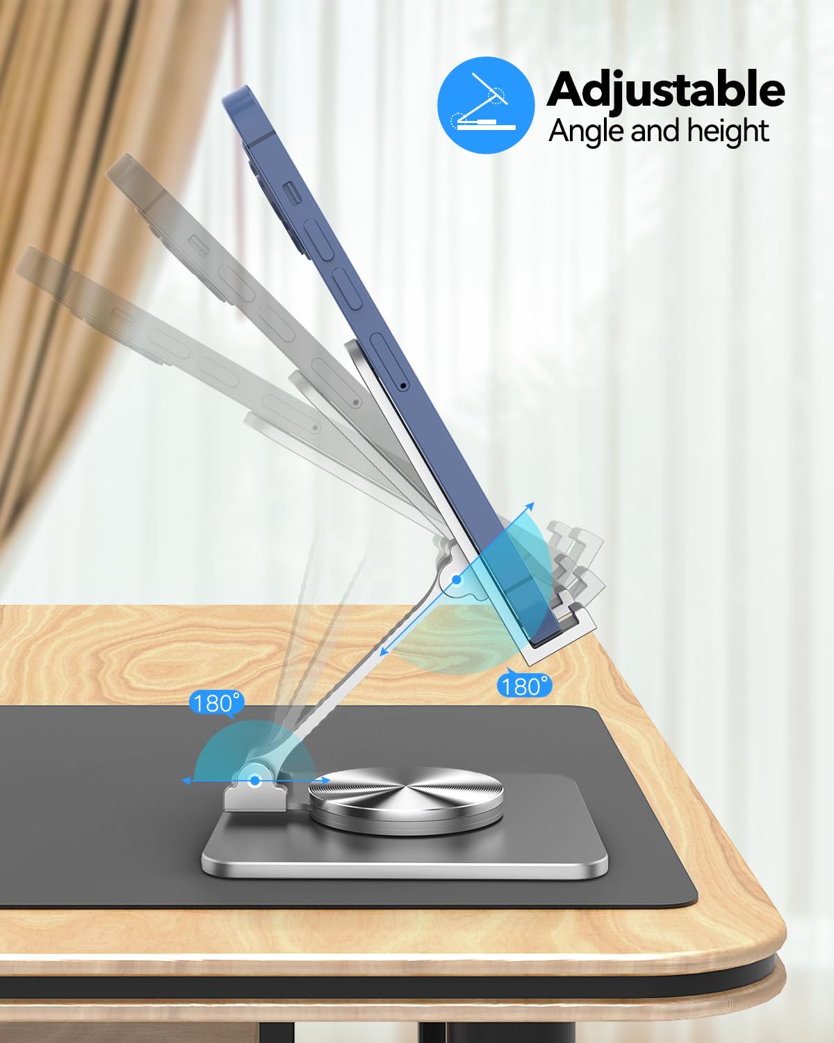 Sojuner Rotating Aluminum Cell Phone Stand For Desk, Tablet Stand Compatible With 4 9.7In Phones And Ipad