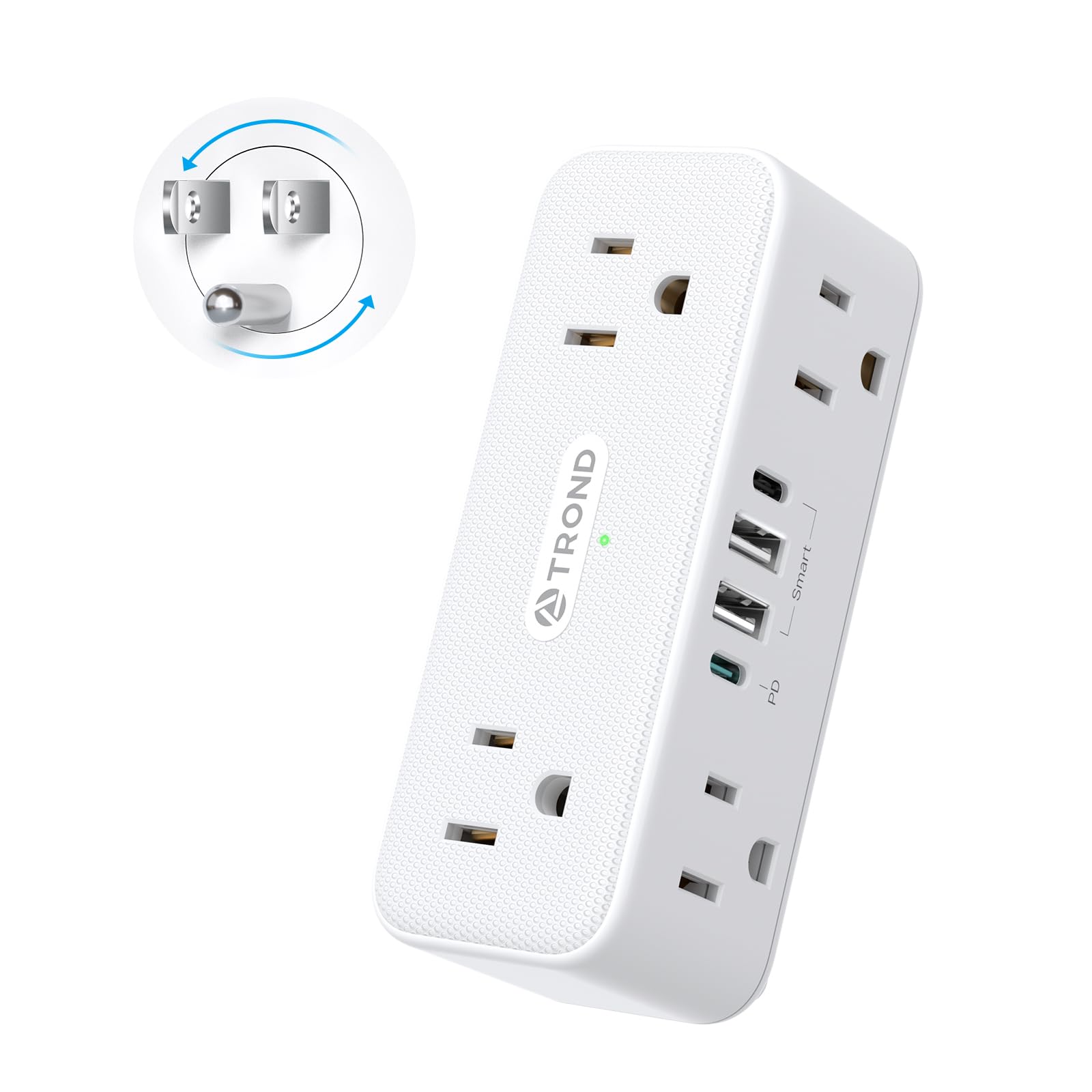 Trond Outlet Extender Surge Protector, 6 Ac Outlet Splitter With 360 Rotating Plug, Multi Plug Adapter With Pd 20W Usb C, 900J,