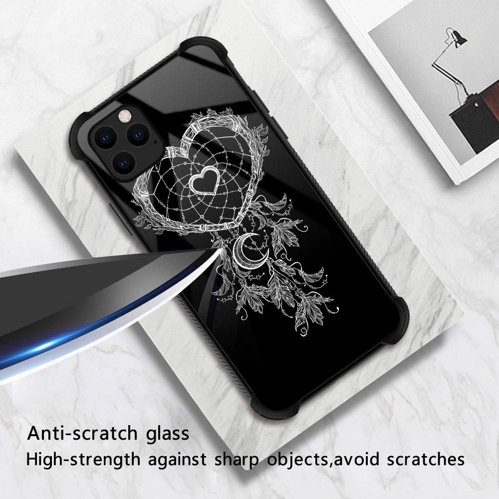 ZHEGAILIAN iPhone 13 Pro Max Phone Case Heart Shaped Organic Glass Anti-Scratch Love Dream Catcher