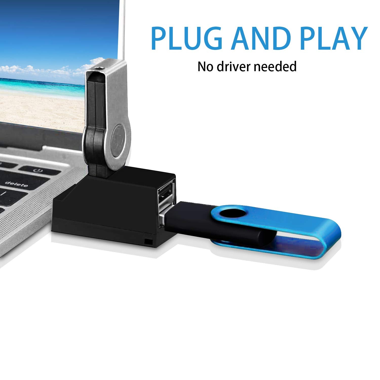 Usb 3.0 Hub, Fanshu 3 Port Mini Portable Fast High Speed Bus Powered Data Usb Hub Transfer, Splitter Box Adapter Expansion For P