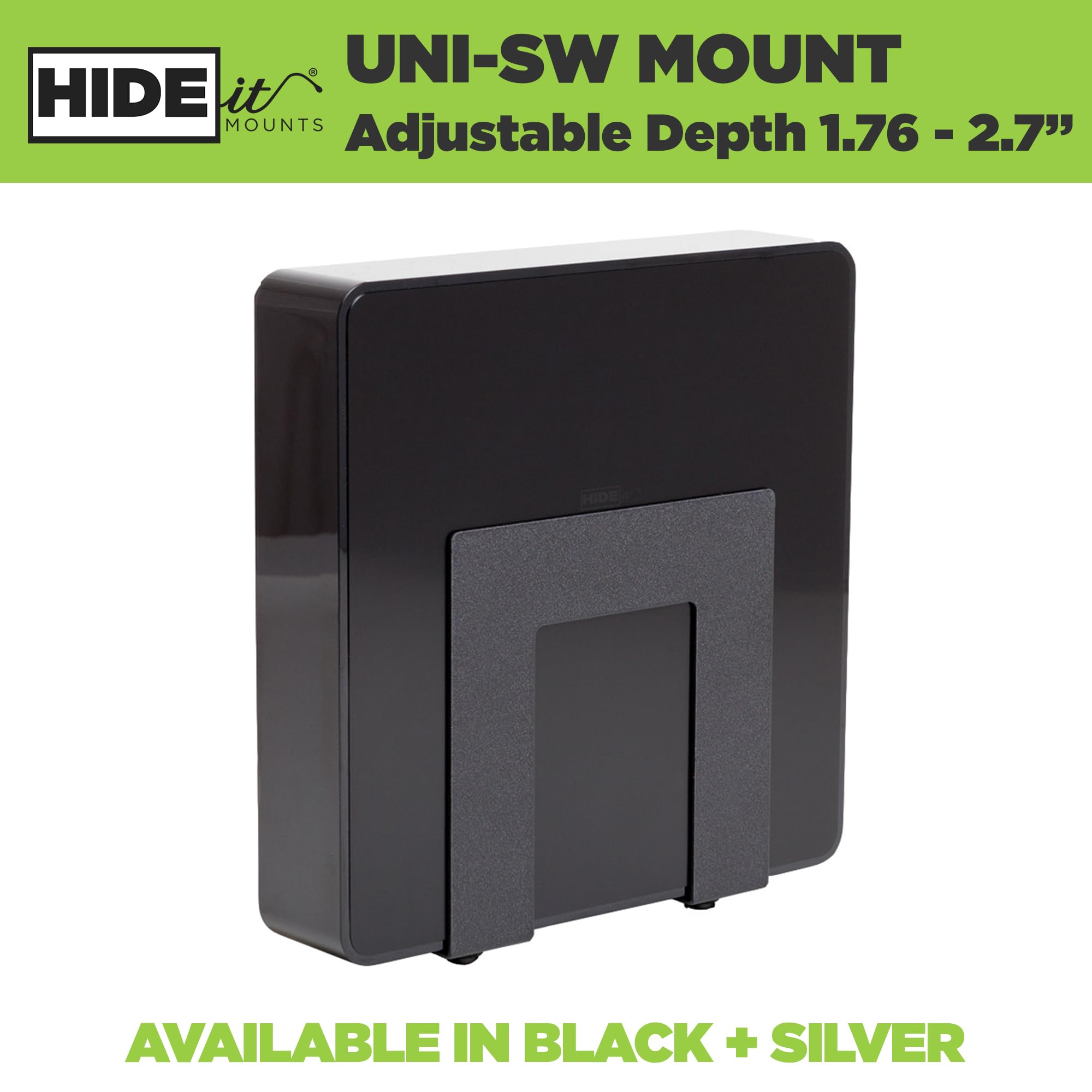 HIDEit Mounts Uni-SW Nintendo Switch 2 Wall Mount - Alloy Steel, Black, Small Wide, VESA Compatible