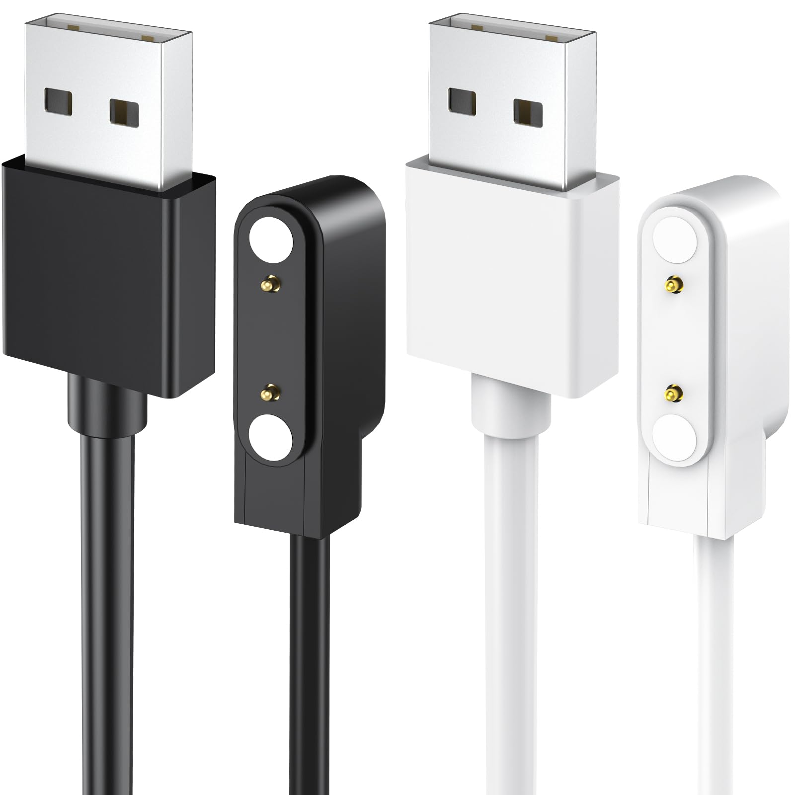 Ottpluscase For 2 Pack Bark Watch Charger, Bark Smart Watch Charger Magnetic Usb Charging Cable Durable Portable (Black+White)