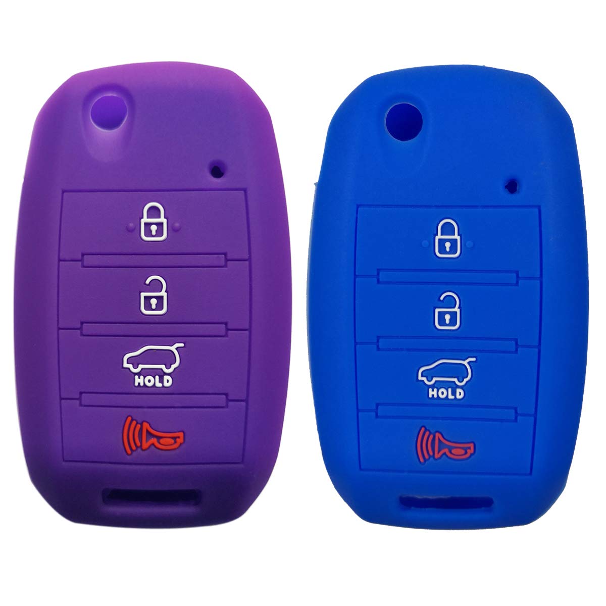 Coolbestda 2Pcs Rubber 4Buttons Folding Key Fob Protector Case Cover Keyless Entry Holder Skin For 2016 2017 2018 2019 Kia Optim