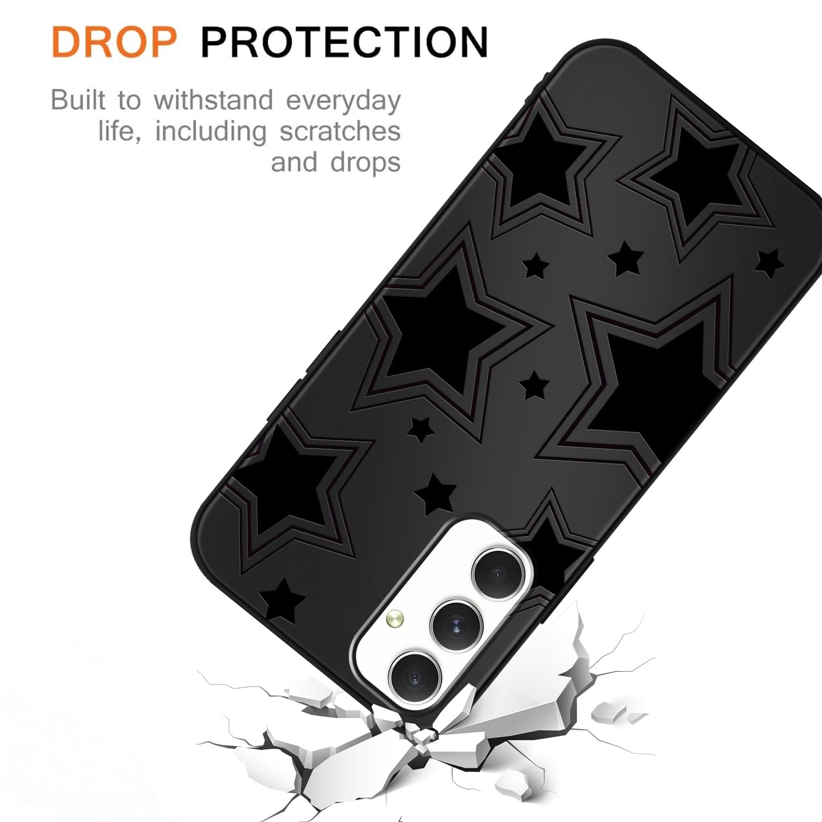 Lioscre Cute Cool Star Phone Case For Samsung Galaxy A54 5G 6.4'', Aesthetic Coquette Black Pattern Print Design Case Soft Slim