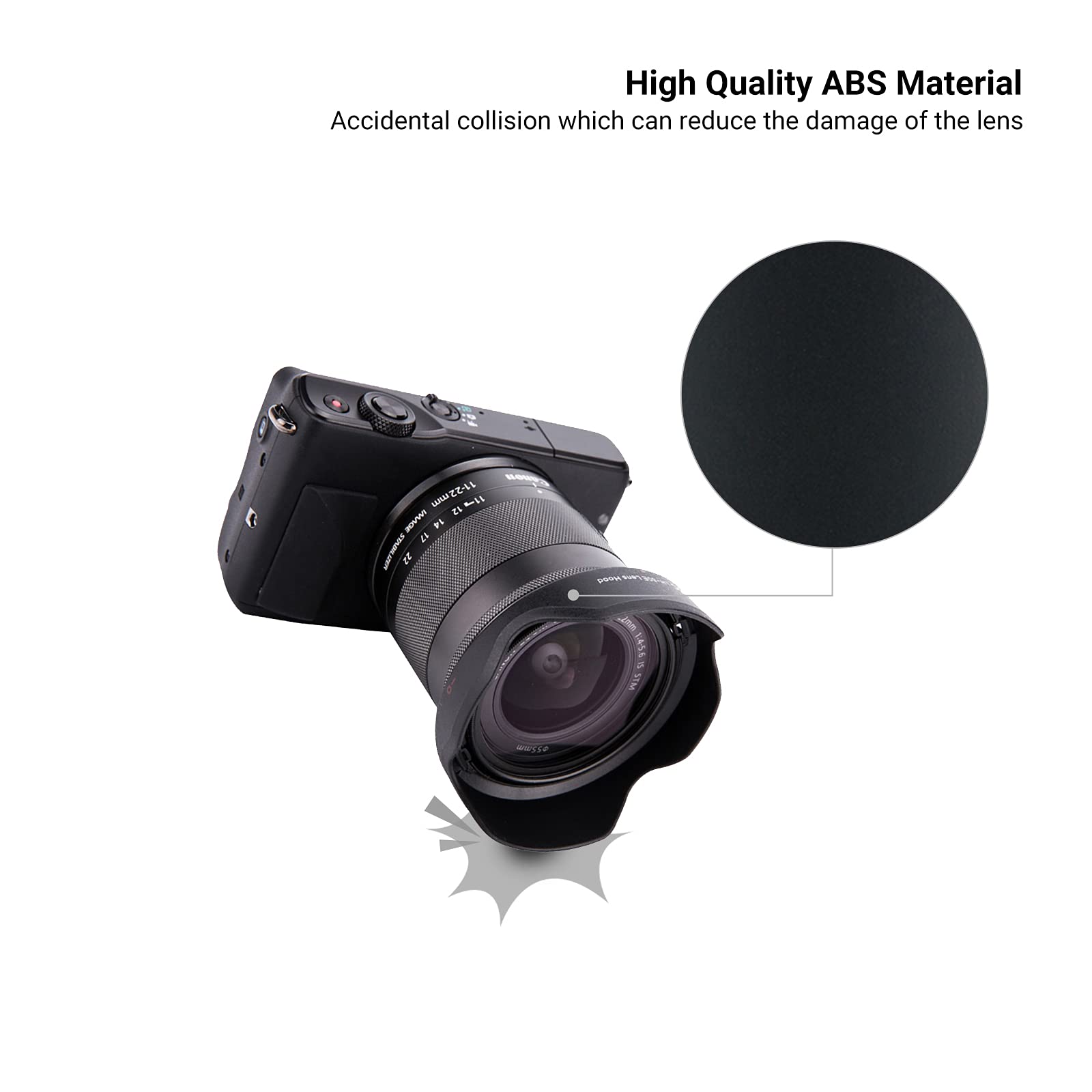Lens Hood For Canon Ef M 11 22Mm F4 5.6 Is Stm Lens, Reversible Lens Shade On Eos M6 Mark Ii M200 M100 M50, Replace Canon Ew 60E