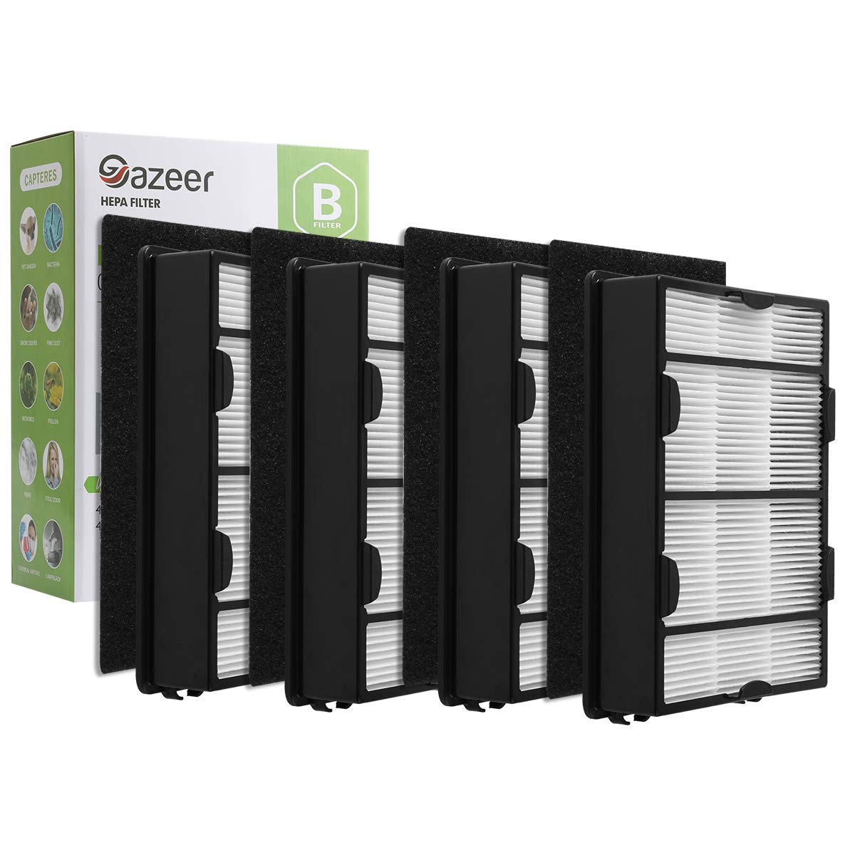 Gazeer True Hepa Filter B (4 Pack) + Carbon Pre Filter(4 Pack) Compatible With Holmes Hapf600 Hapf600D Hapf600D U2,Replacement H