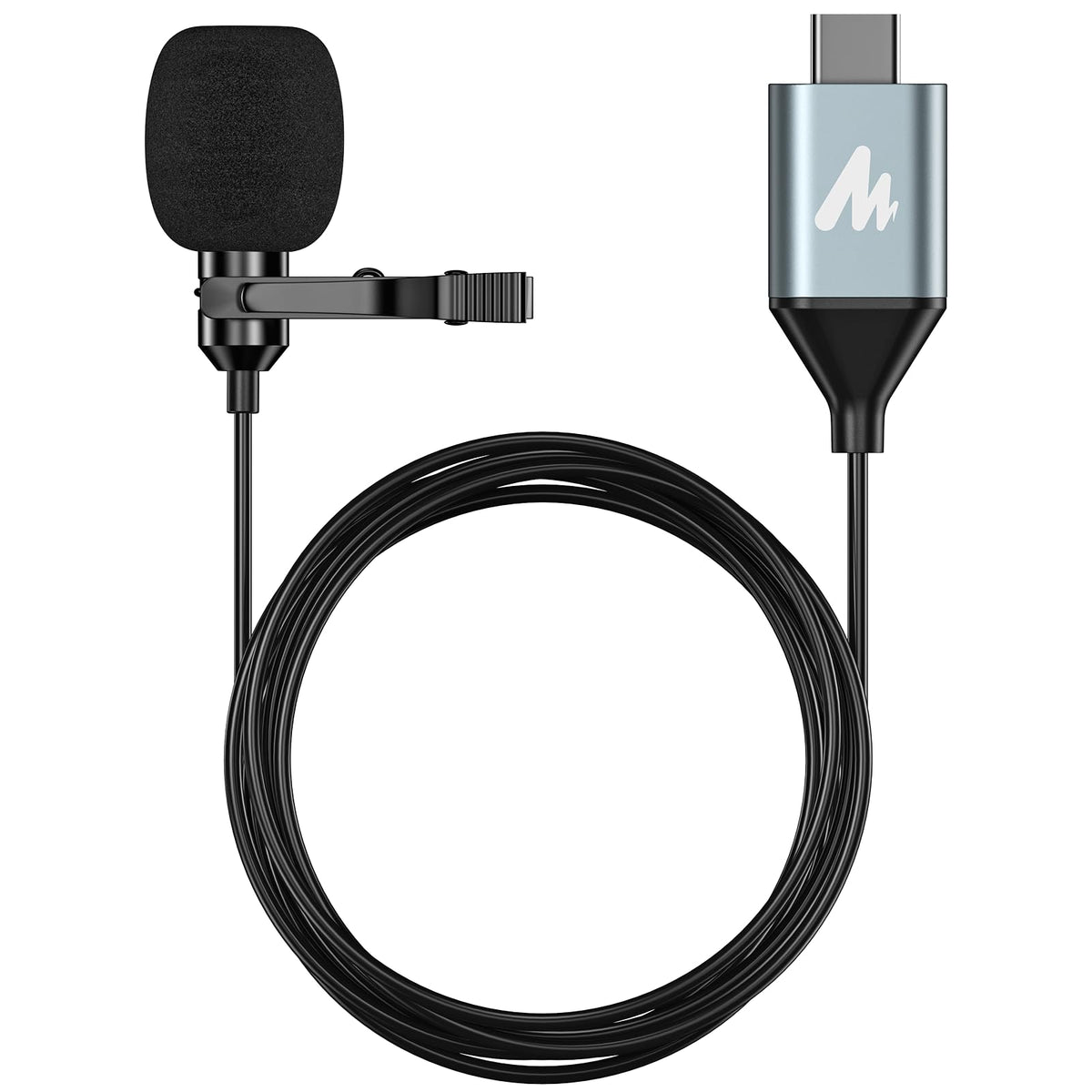 Maono Usb C Lavalier Microphone For Iphone 15, Ipad, Android, Omnidirectional Condenser Lapel Mic For Recording, Interview, Vide