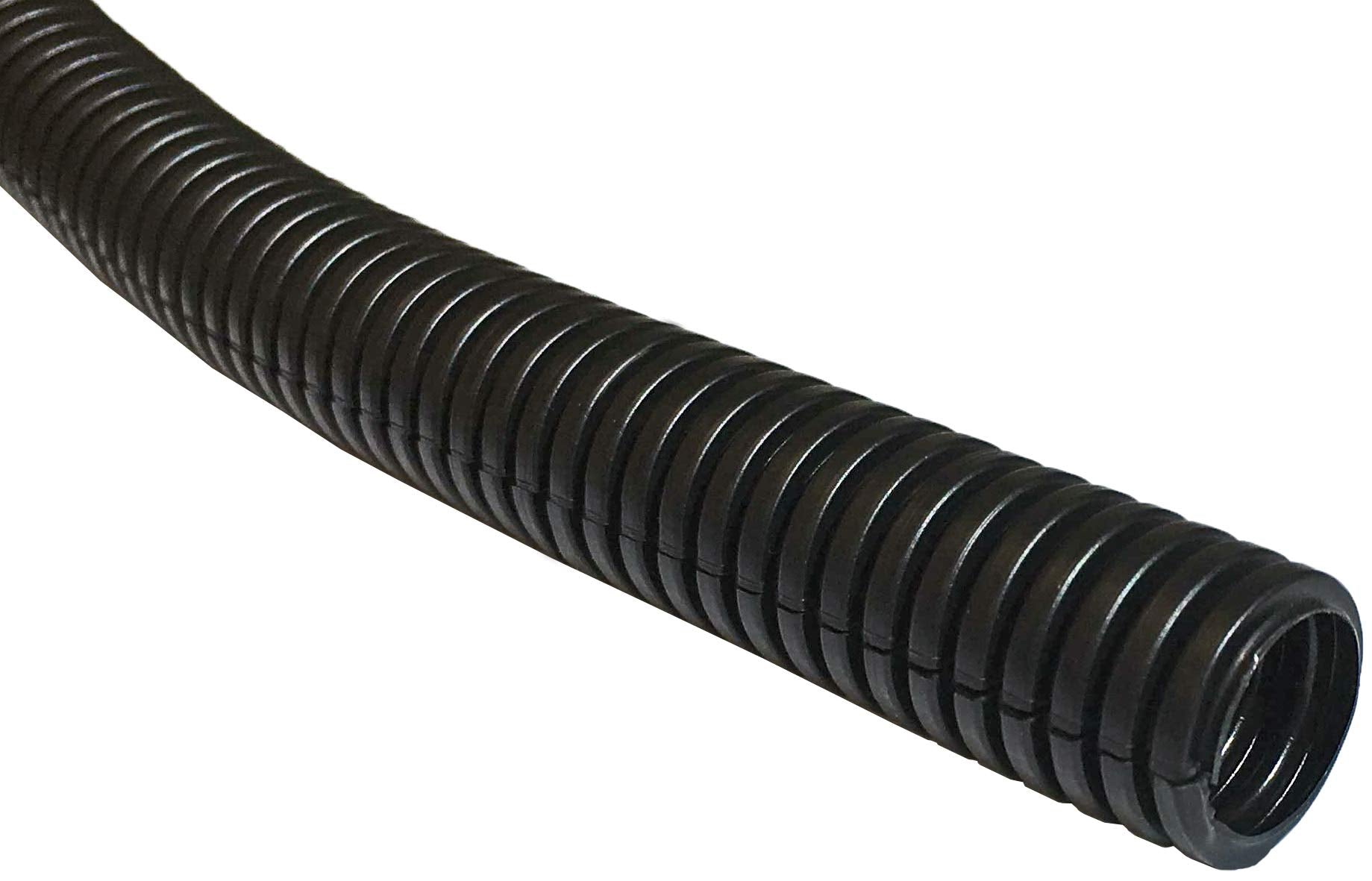 Electriduct 2'' Flame Retardant Wire Loom Polypropylene Split Tubing Corrugated Conduit (48Mm Id)   10 Feet   Black