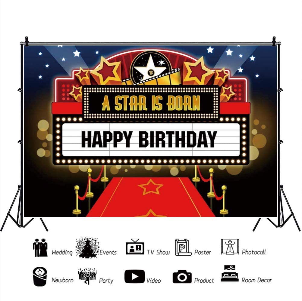 Oerju 8X6Ft Movie A Star Is Born Photography Backdrop Shinny Red Carpet Awards Night Ceremony Photo Booth Background Event Decor