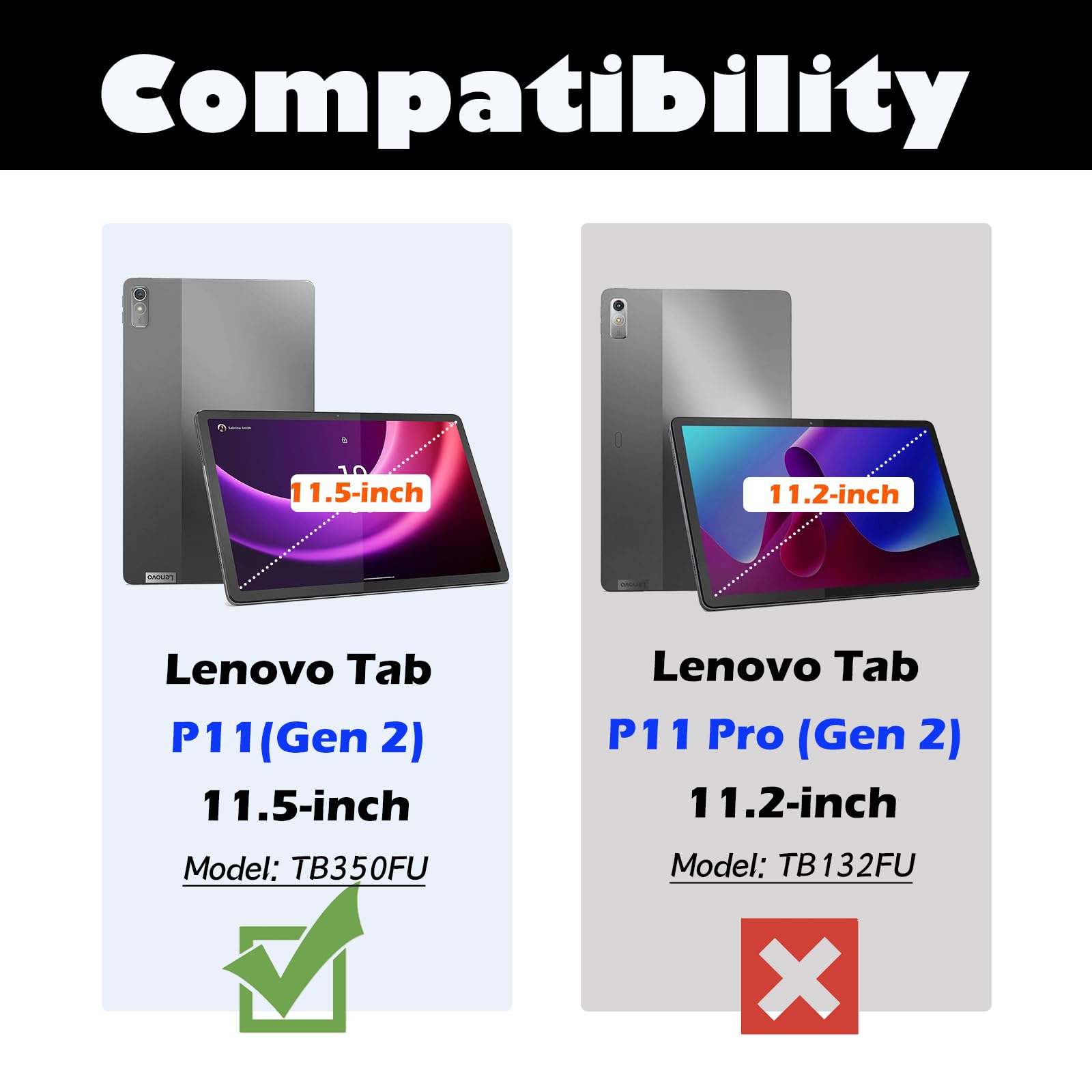 Yrh For Lenovo P11 Gen 2 Case 11.5 Inch 2023, Slim Light Hard Shell Protective Cover Case For Lenovo Tab P11 2Nd Gen (Tb350Fu),