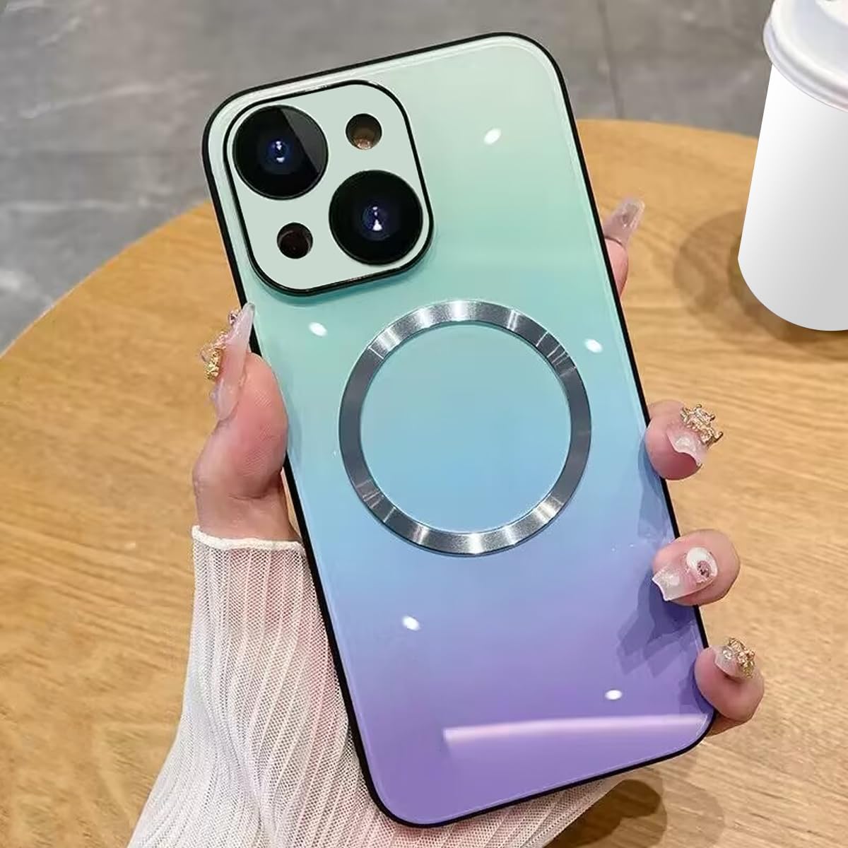 Guppy Compatible with iPhone 15 Case Magnetic, with Full Camera Lens Protector [Compatible with MagSafe] Scratch Resistant Gradi