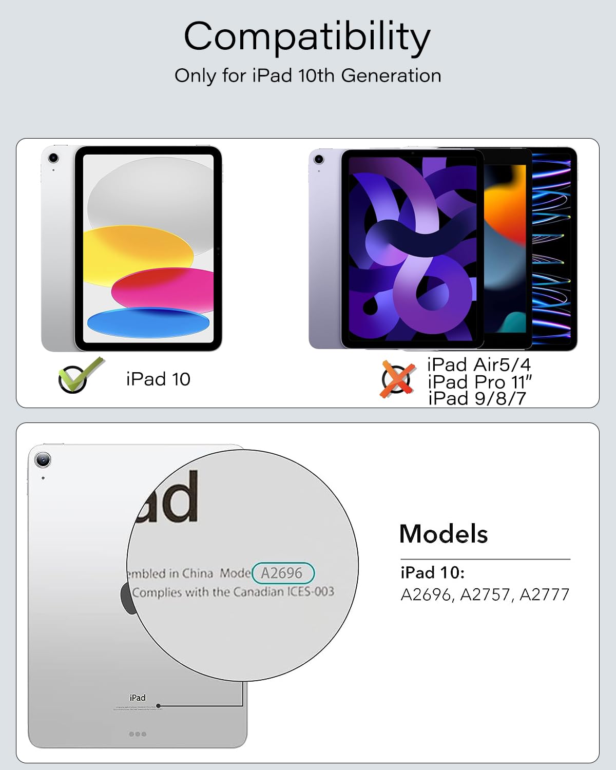 Zenlu Ipad 10Th Generation Case With Keyboard Detachable, Rugged Protective Case With 7 Color Backlit Keyboard, Multi Touch Trac