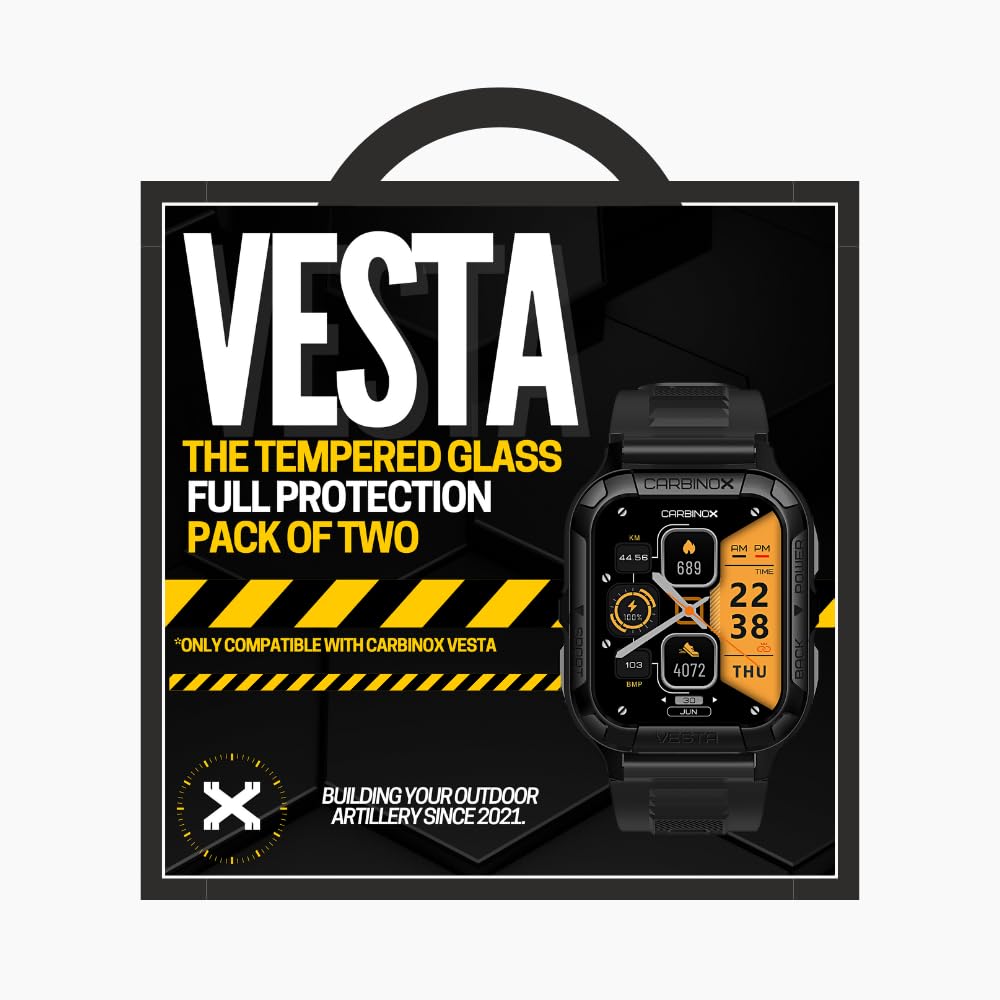 Carbinox Tempered Glass Screen Protector Compatible For Vesta Smart Watch - High Transparency, Anti Scratch, High Sensitivity, B