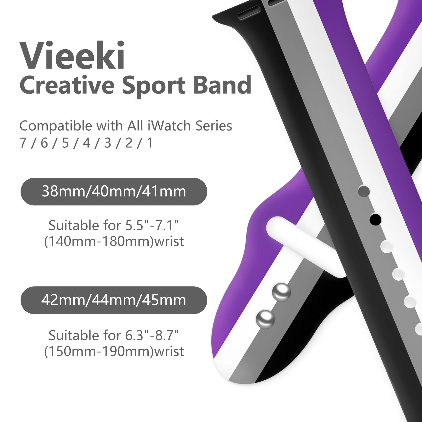 Asexual Pride Lgbtq Watch Band Compatible With Apple Watch 38Mm 40Mm 41Mm Women Men Replaceable Silicone Smartwatch Straps For I