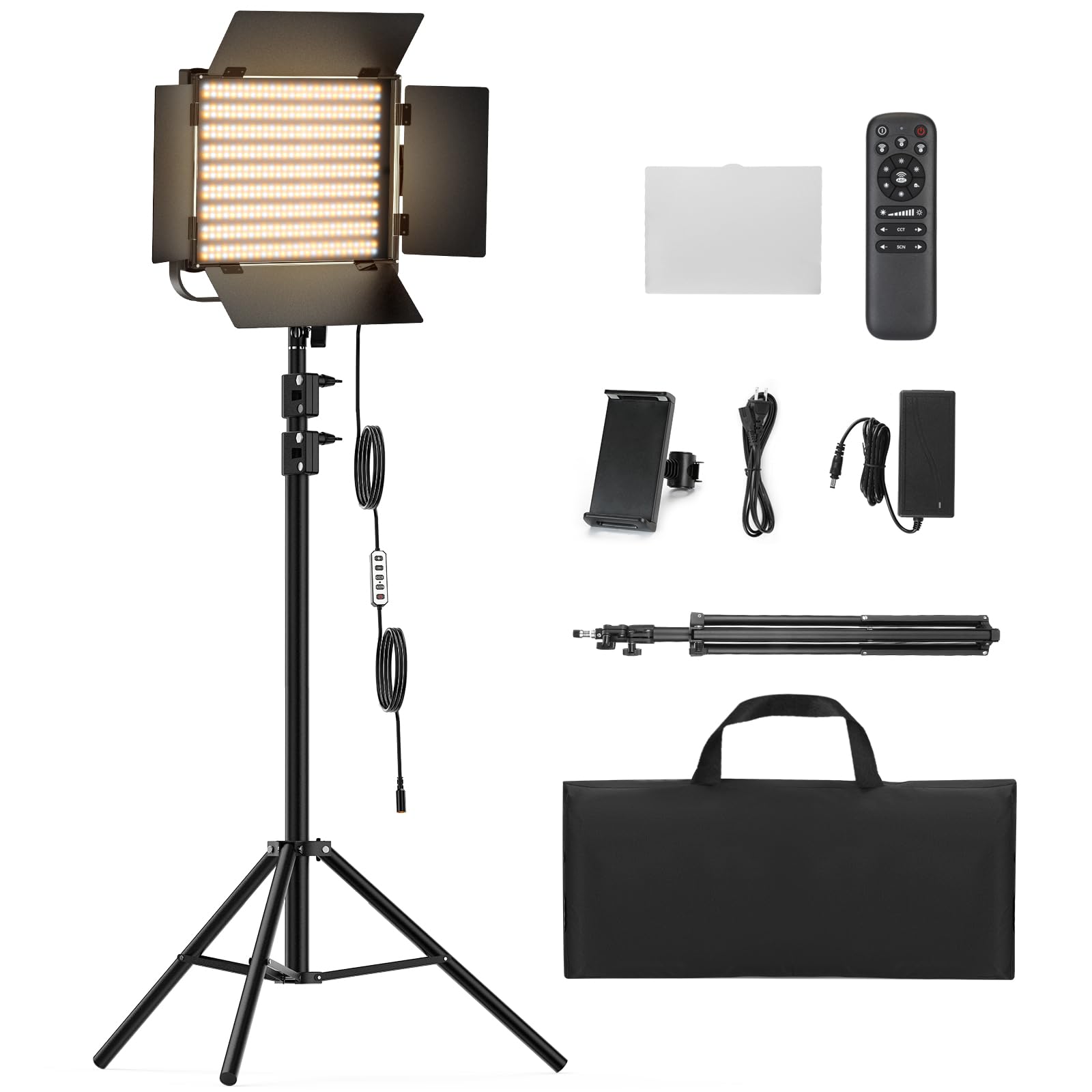 Rgb Photography Video Lighting Kit, 50W Bi Color Energy Saving Led Video Studio Lights With 2300K~8500K Dimmable Cri 97+ For Fil