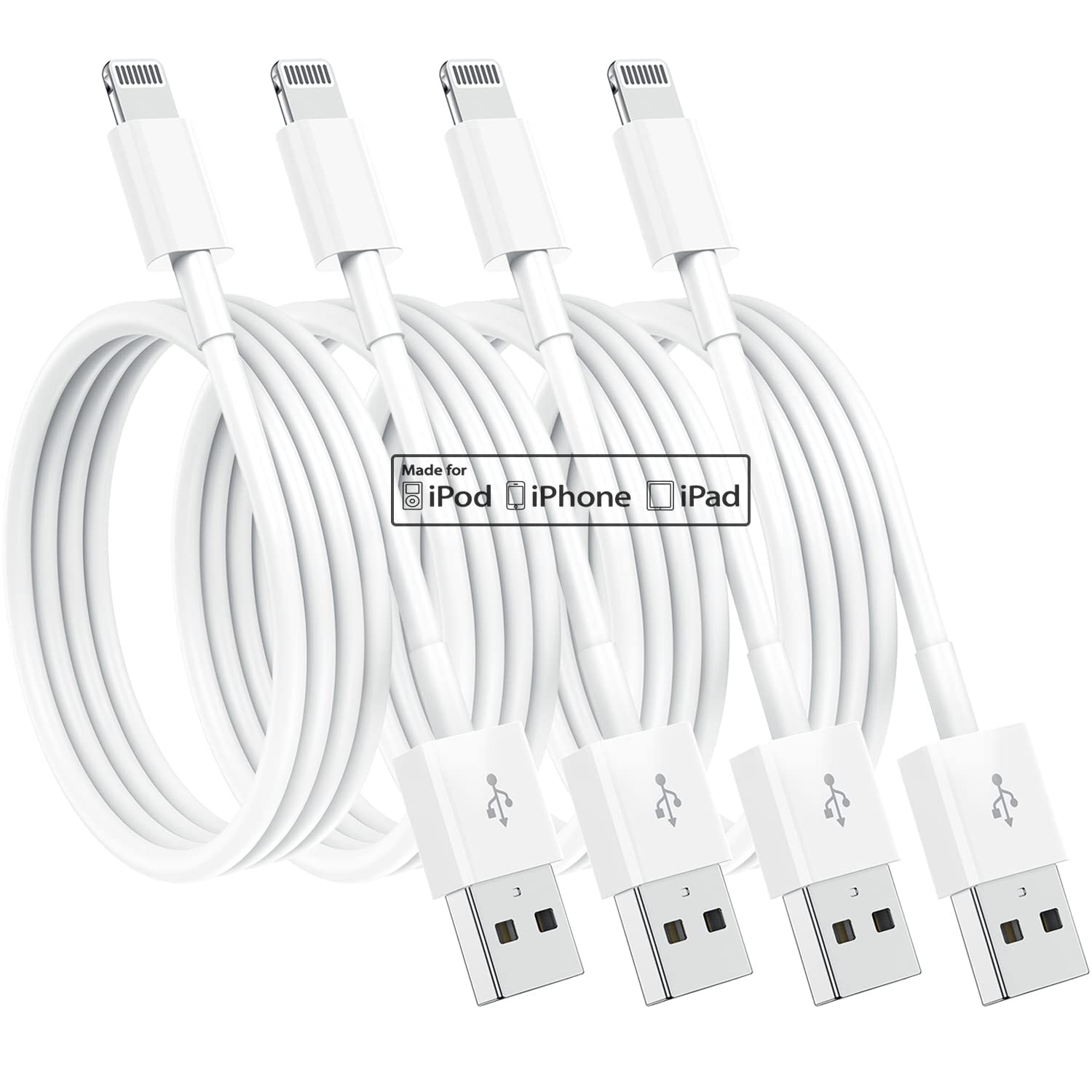 4 Pack [Apple Mfi Certified] Apple Charging Cables 3Ft, Iphone Chargers Lightning Cable 3 Foot, Fast Iphone Charging Cord For Ip