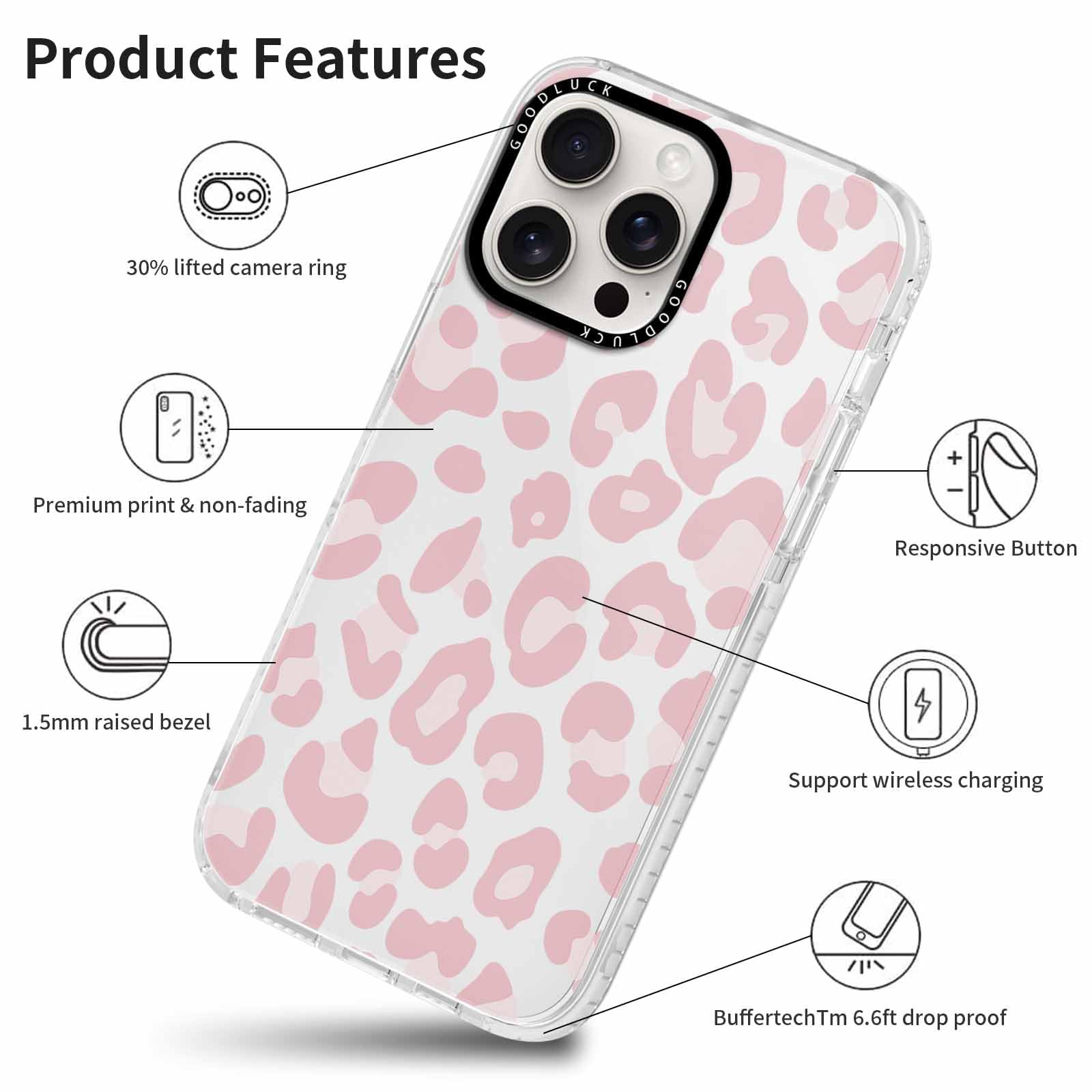 Rumdey 2 Pack Cute Clear Leopard Cases For Iphone 16 Pro Max 6.9'' Phone Case, Cheetah Print Design Cases Soft Silicone Slim Tpu