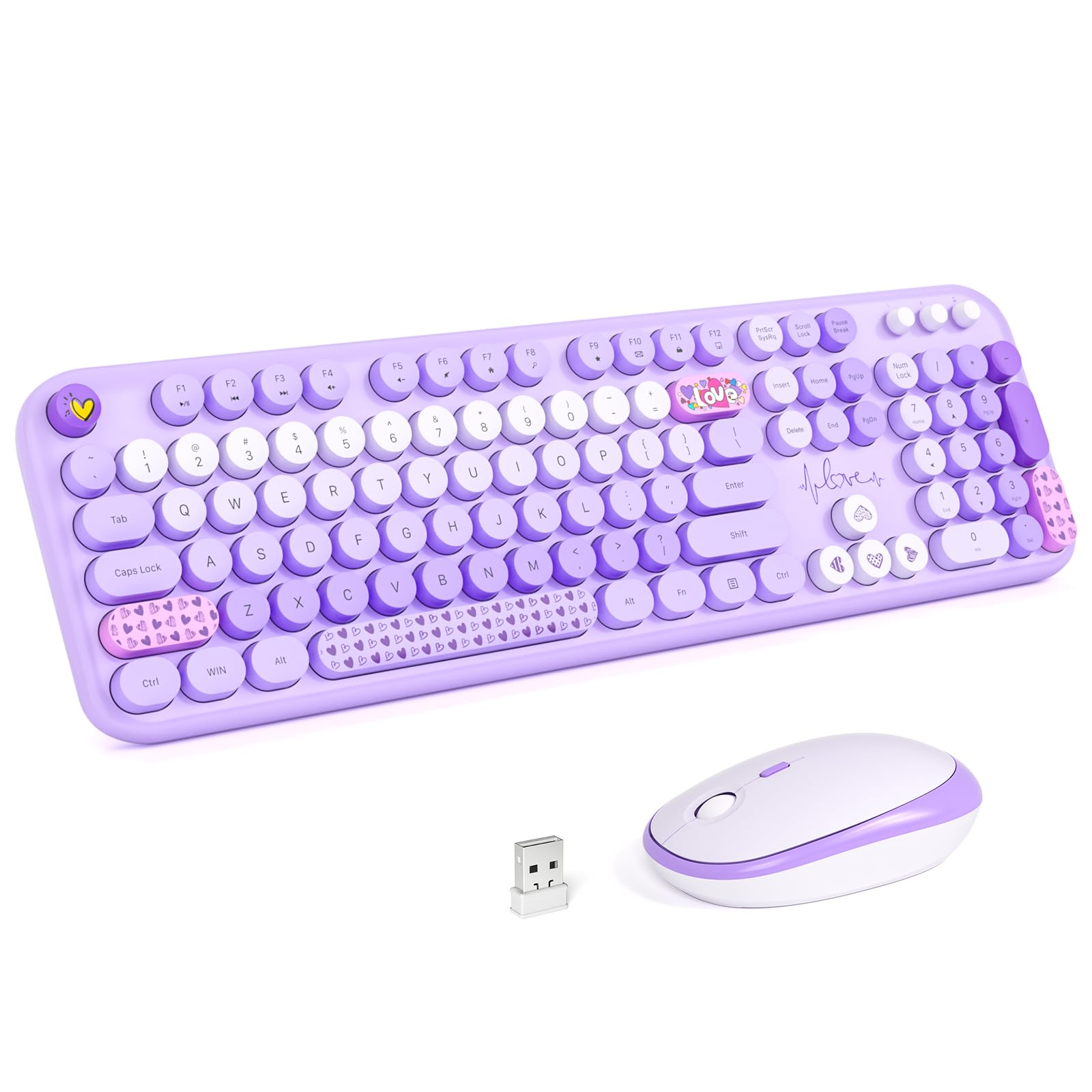 MOFII Wireless Keyboard and Mouse Combo, FullSize Retro TypewriterStyle Wireless Keyboard with Optical Mouse for Computer/Lapt