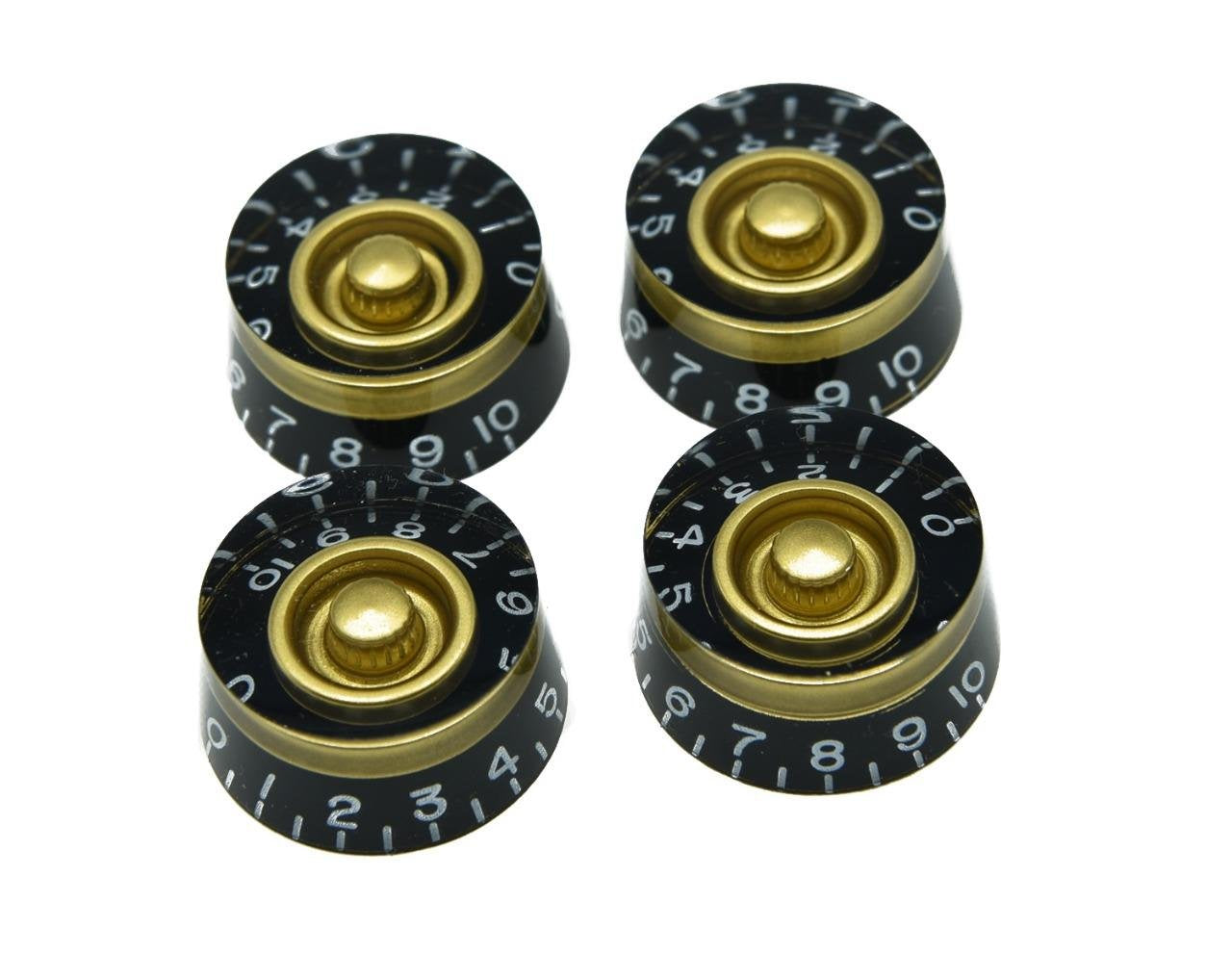 Dopro 4x Metric LP Black with Gold Custom Guitar Speed Dial Knobs Control Knobs for Epi Les Paul/Import Guitar Bass w/Coarse 5.8