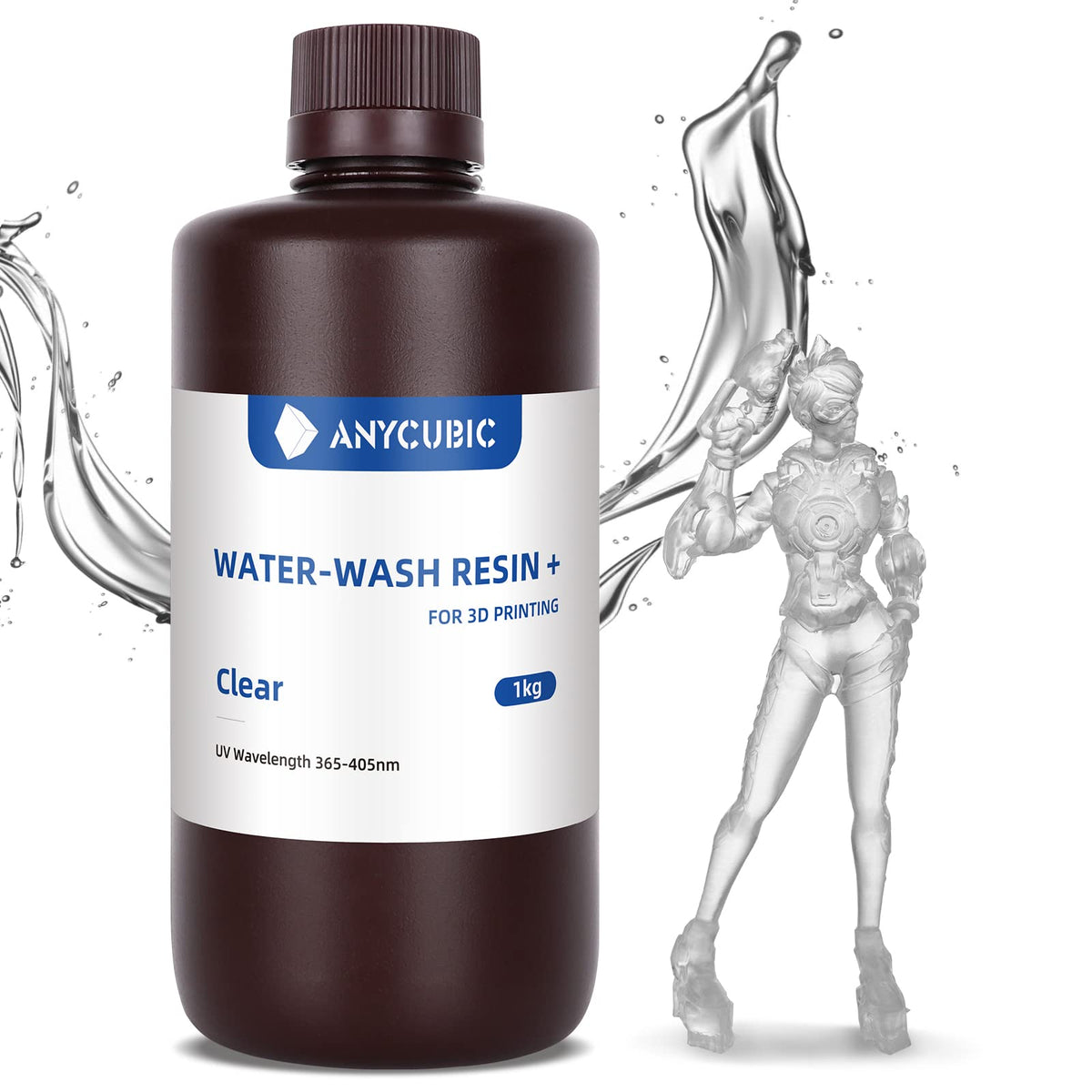 Anycubic Water Washable 3D Printer Resin, 405Nm High Precision Uv Curing 3D Resin, Low Shrinkage Standard Photopolymer Resin For