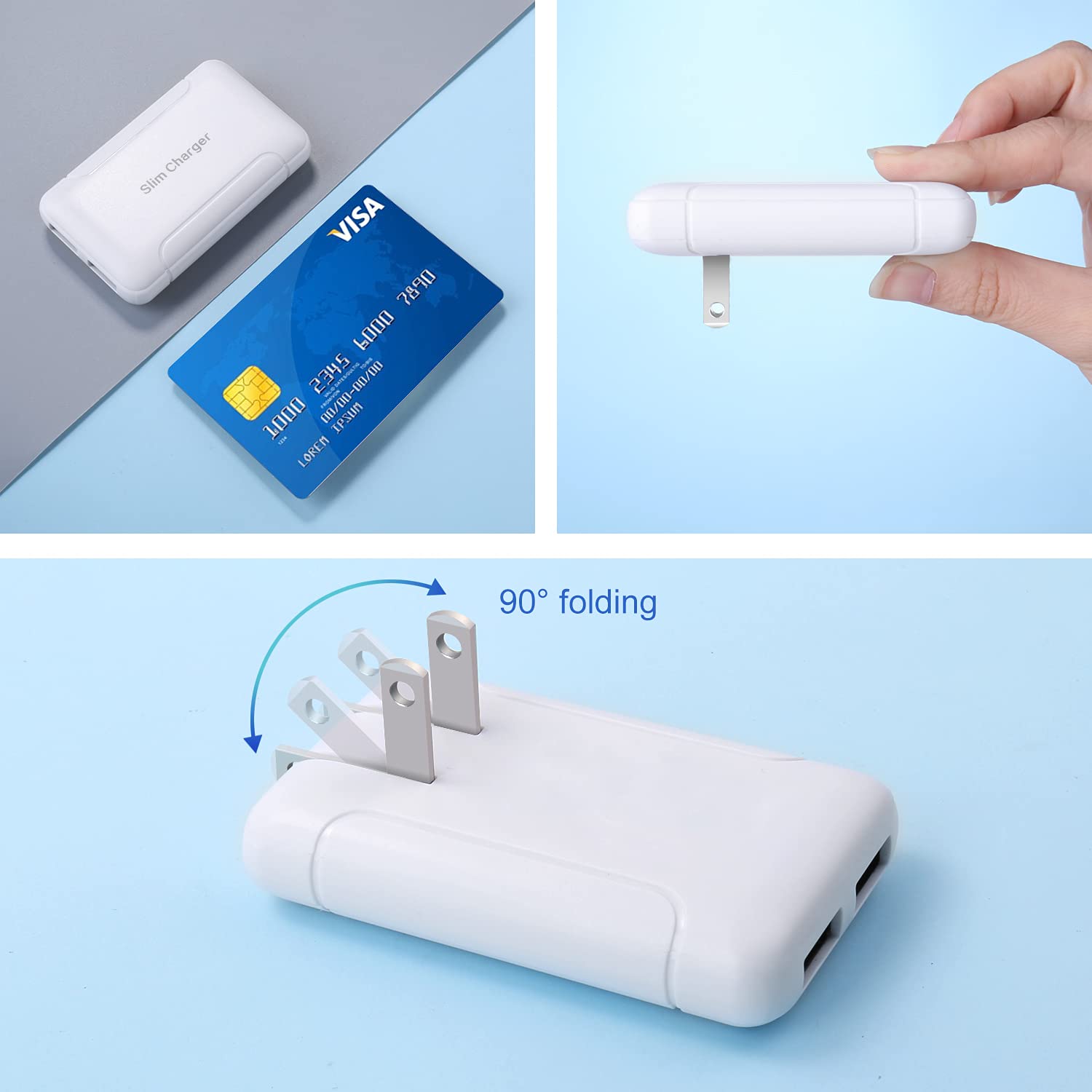 Usb Charger Plug, Excgood Ultra Compact Usb Wall Charger Foldable Wall Plug Compatible With Home Camera, Iphone 13 Pro Max/12/11