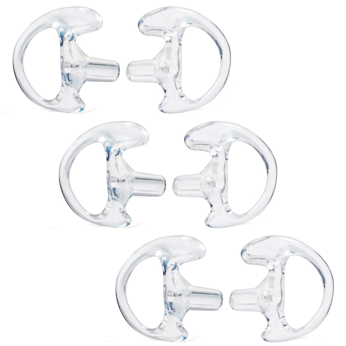 Hys Soft Flexible Open Ear Insert Ear Buds Medium Earmold Replacement Ear Pieces/Ear Tip For Clear Acoustic Coil Tube Earbud Audio Kit Earpiece Headset, 3Pair Clear Left And Right Earmold