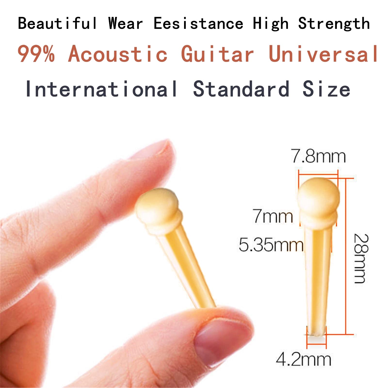 Miwayer Guitar Bone Bridge Pins Real Bone Unbleached Vintage Style Replacement Parts For 6 & 12 String Acoustic Guitar (Unbleach