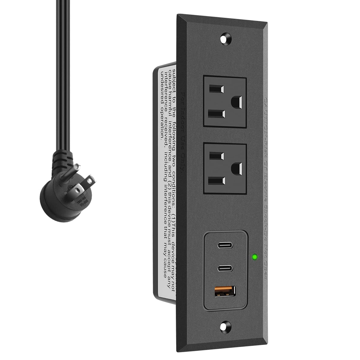 Cccei Recessed Power Strip With Two Usb C Ports, Fast Charging Usb A Port Desk Outlet, Black Furniture Hidden Charging Station F