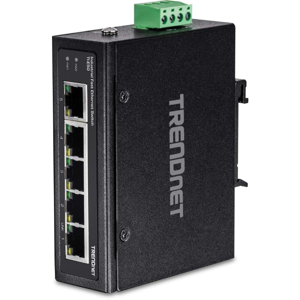 Trendnet 5 Port Industrial Unmanaged Fast Ethernet Din Rail Switch, 5 X Fast Ethernet Ports, Ip30, Operating Temperature Range O