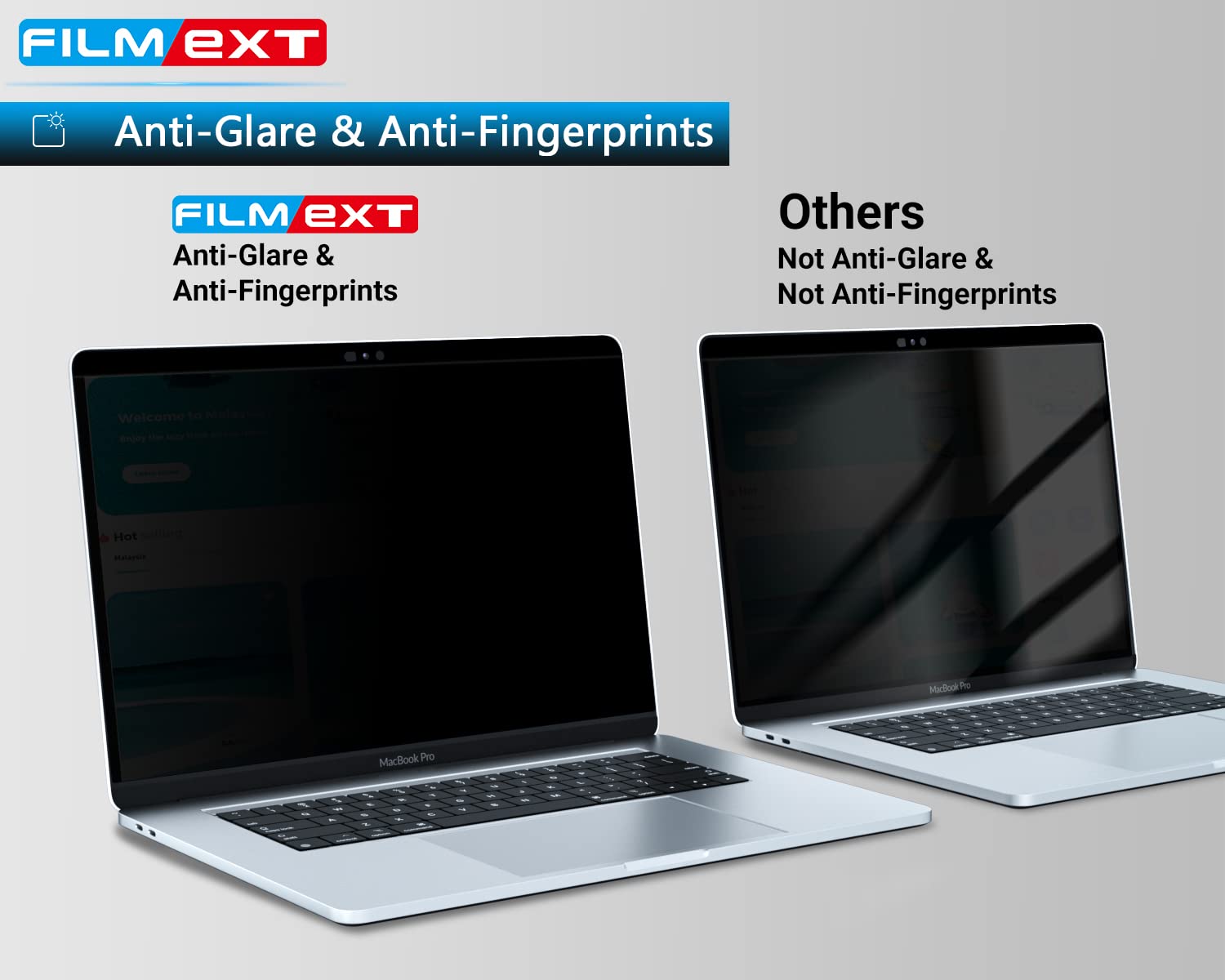 Filmext Privacy Screen Macbook Air 15.3 Inch M2 Chip 2023 Model A2941, Removable Anti Blue Light Glare Filter Privacy Screen Pro