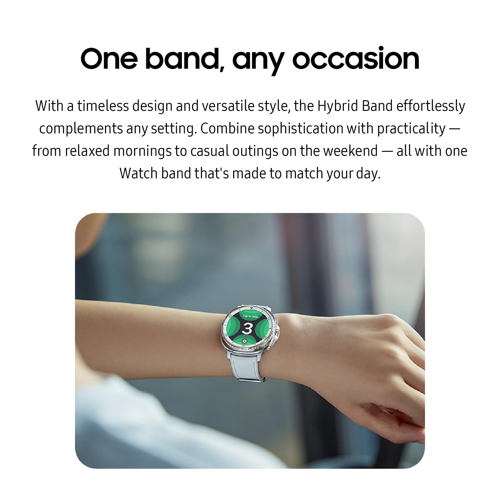 Galaxy Watch 8 Series Hybrid Band, Vegan Leather, Signature Stitch, Dynamic Lug System, Flexible Fit, Compatible With Galaxy Wat