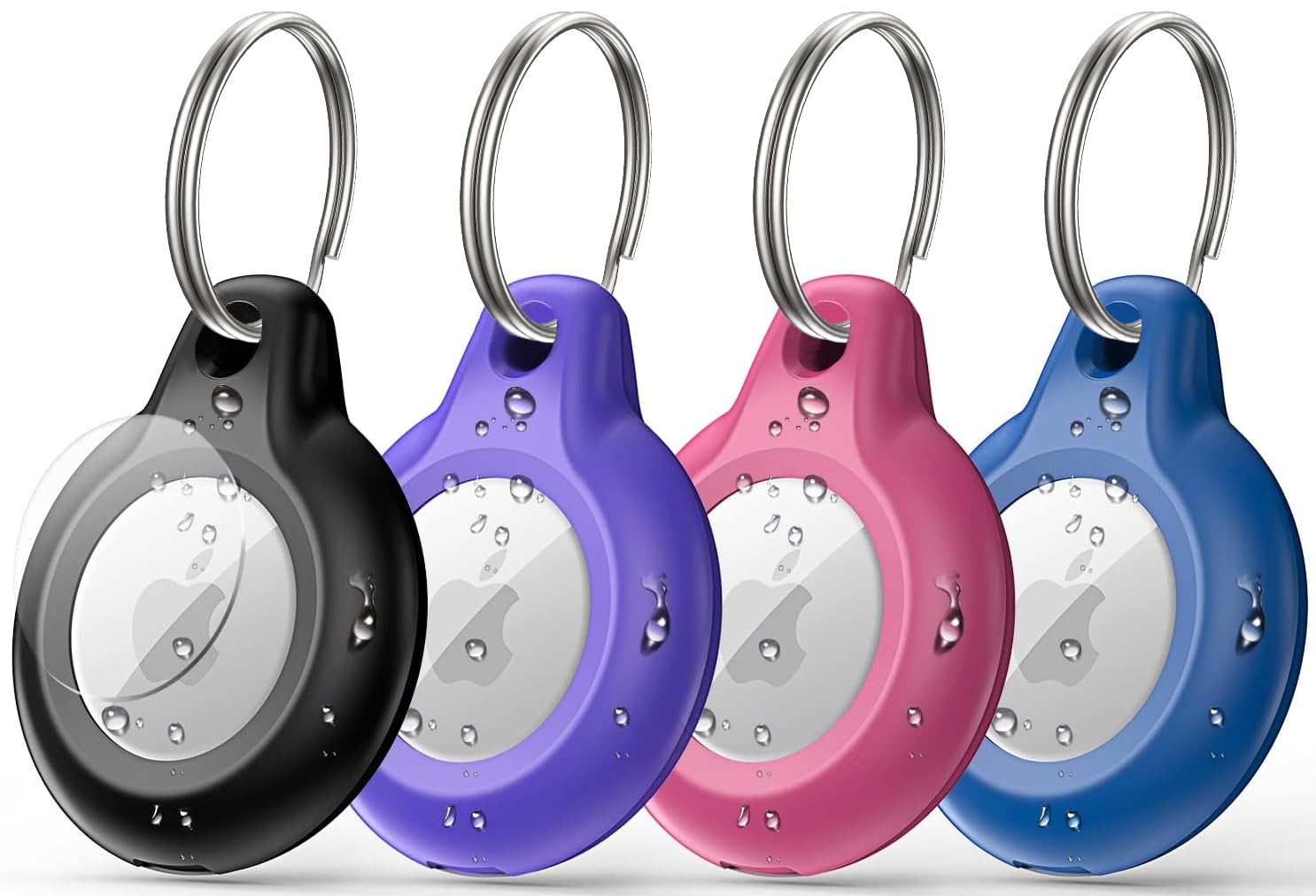 4 Pack Airtag Keychain With Airtag Holder Case Ipx8 Waterproof ,Full Body Shockproof,Anti Scratch Cover Air Tag For Cat,Dog,Keys