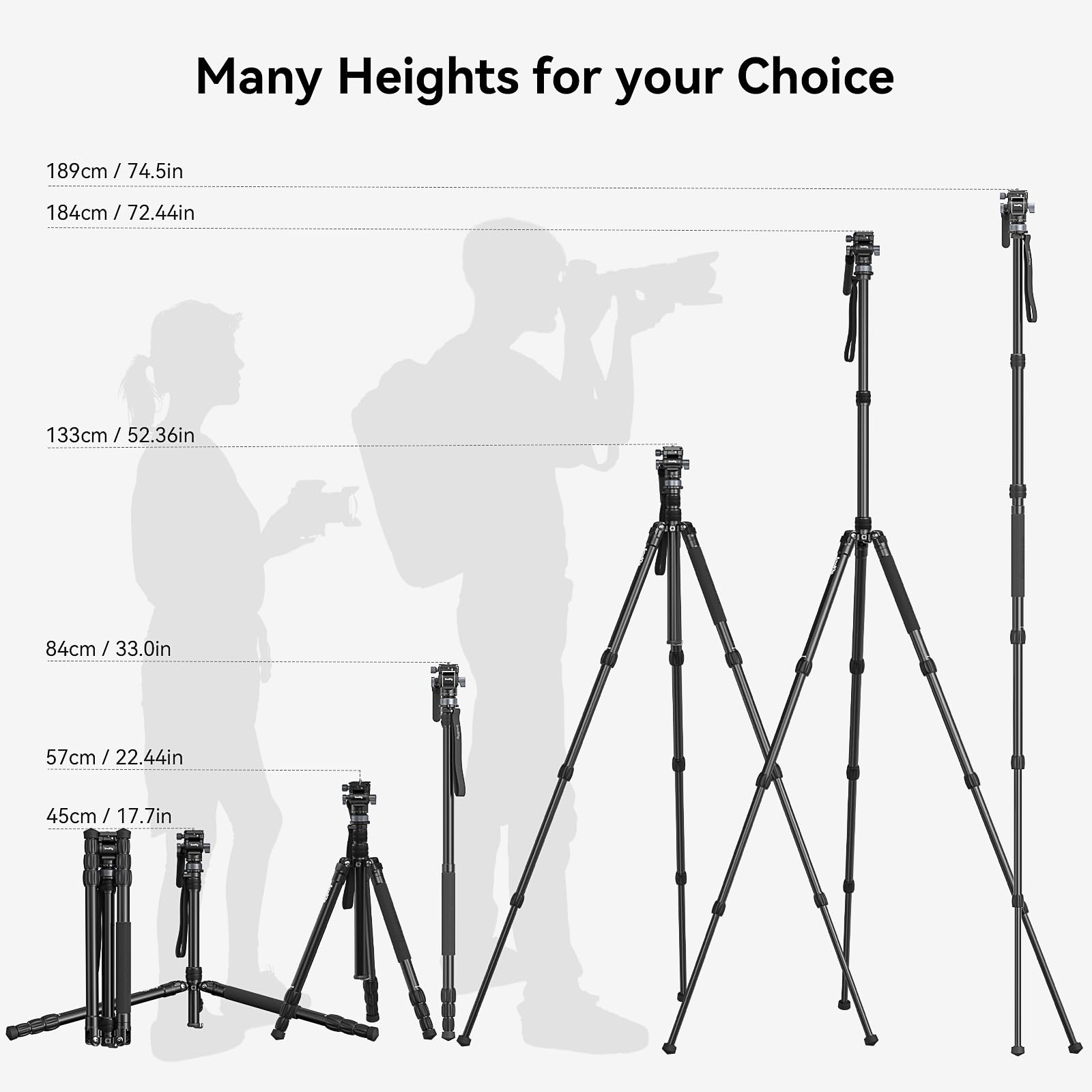 Smallrig Ct190 Professional Video Tripod, 72 Camera Tripod With Leveling Base, Monopod Conversion, Video Tripod For Travel, Vide
