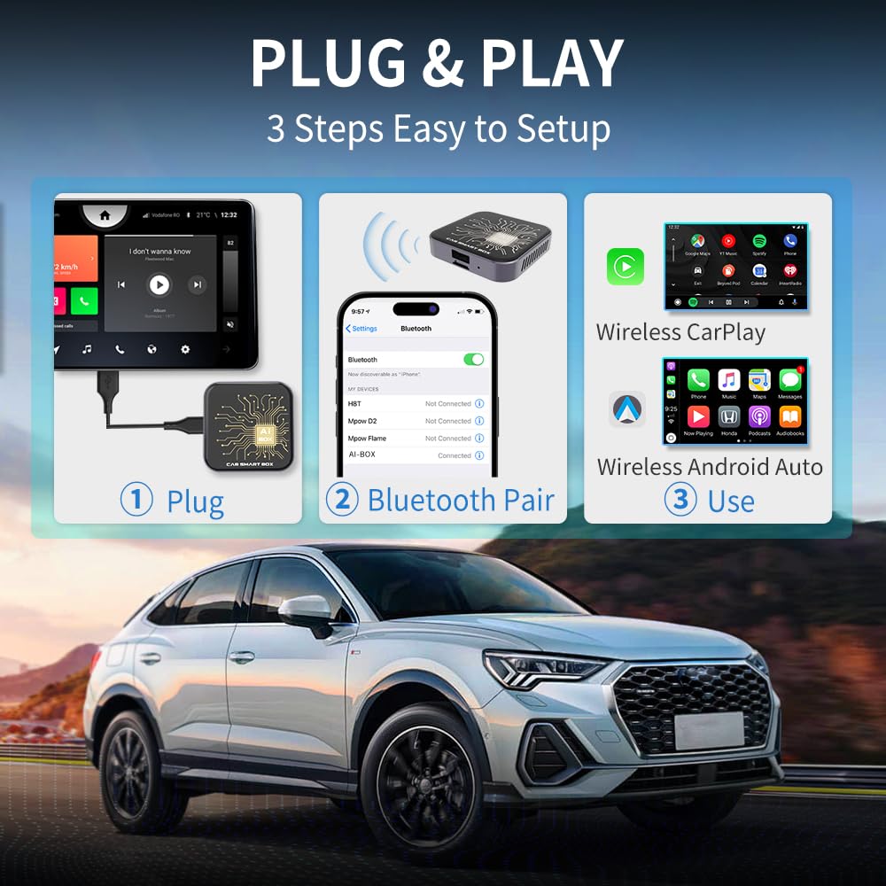 Wireless Carplay Adapter And Android Auto Ai Box Lite For Factory Wired Carplay Cars Android 10.0 Car Smart Box Support Netflix