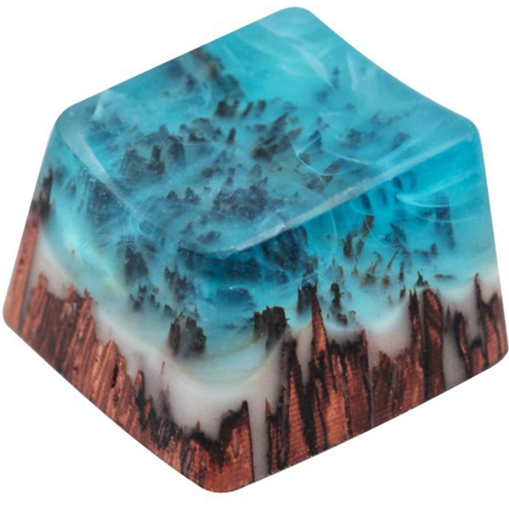 Tinton Life Delicate Hand Engraved Resin Wood Translucidus Backlit Key Caps For Mechanical Keyboards (Red Wood)