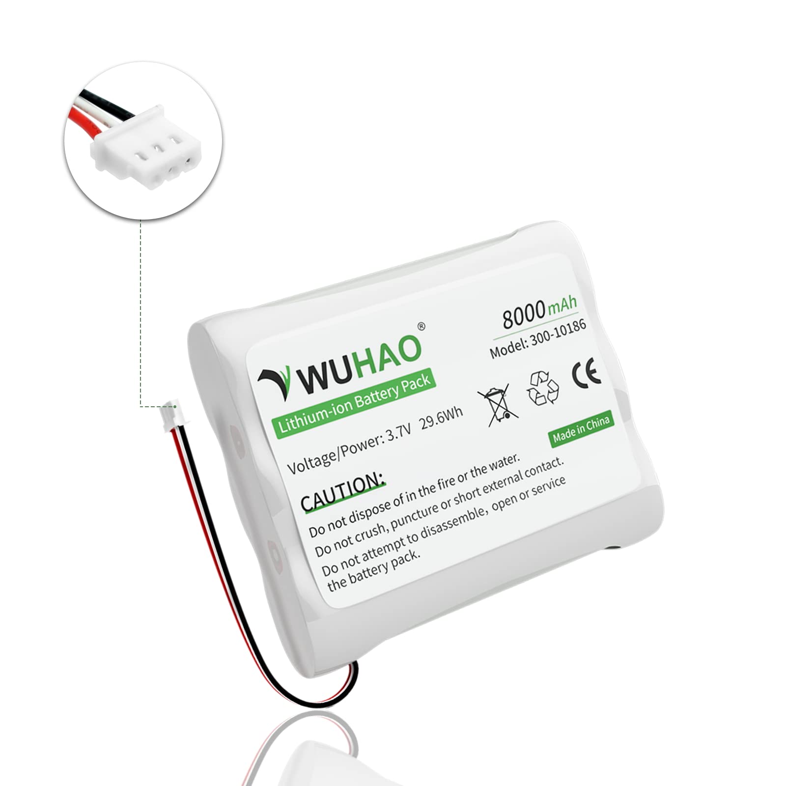 Wuhao For Adt Battery Replacement 300 10186 Lithium Ion Battery Upgraded 8000Mah For Adt Command Smart Security Panel 3.7V