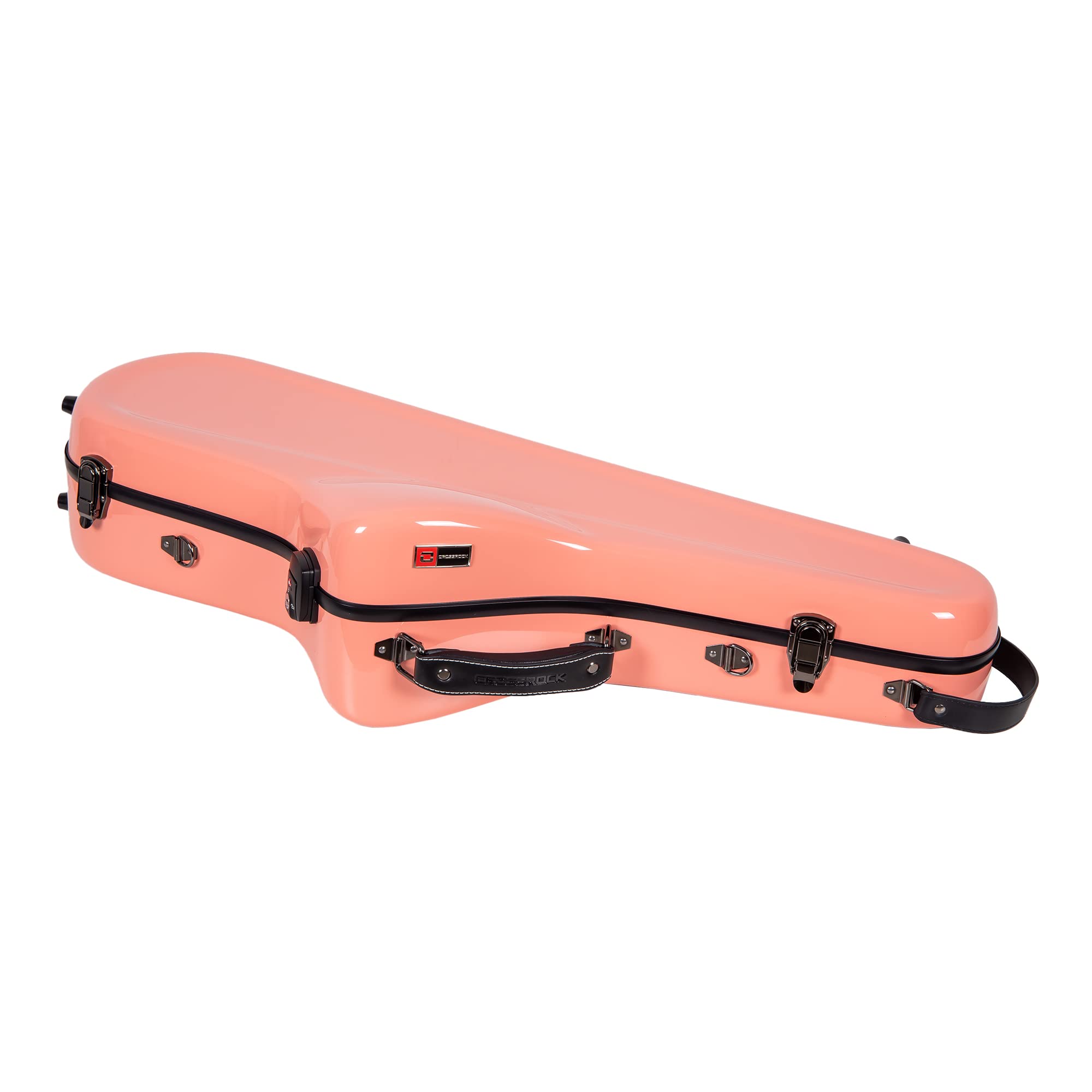 Crossrock Pro Grade Tenor Saxophone Case | Spanish Pink Finish, Tsa Lock, Elite Protection, Detachable Straps, Accessory Pocket