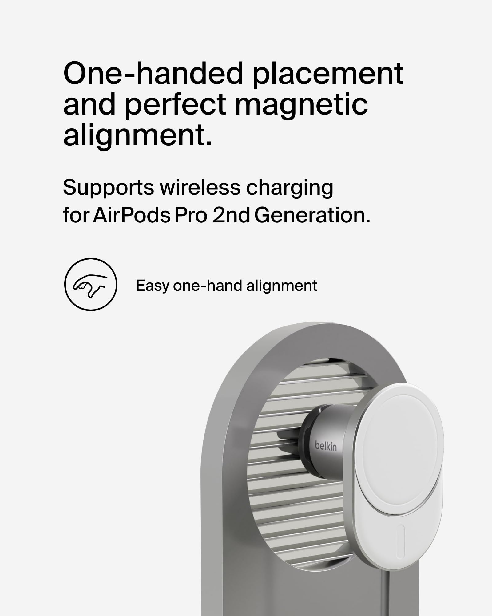 Belkin MagSafe Compatible Wireless Car Charger with 15W Fast Charging, Powerful Magnetic Vent Holder for iPhone 16, 15, 14, 13, and 12 Series, Secure Car Phone Mount   White