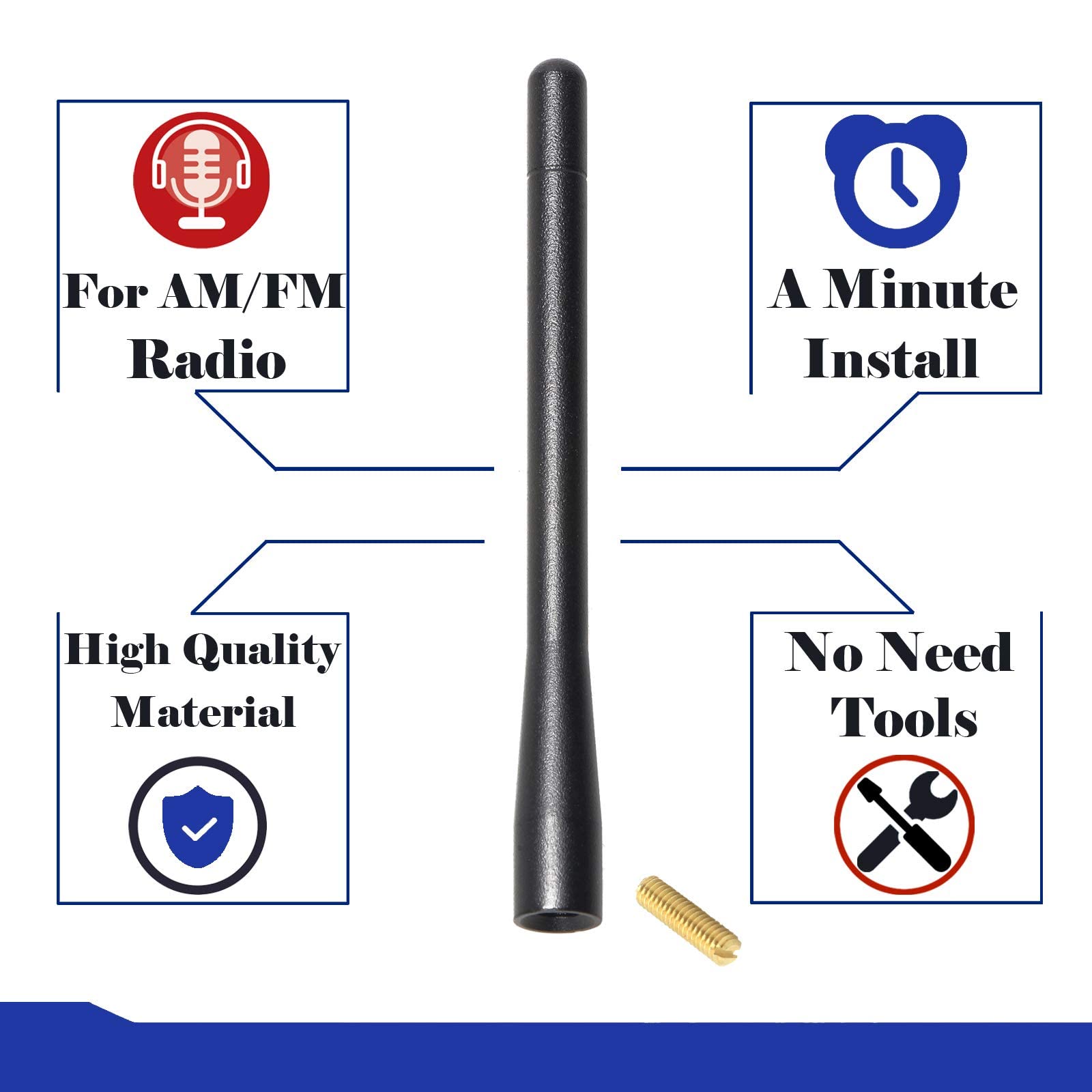 Anina 4.7'' Car Short Antenna Mast For 2009 2018 Ford F150 Aluminium Alloy Truck Antenna For Am/Fm Radio Reception Car Wash Proof