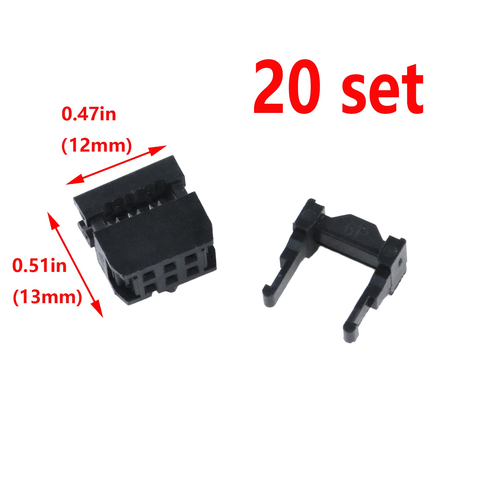 Antrader 20 Sets 2X3 Fc-6P 2.54Mm Dual Rows Idc Sockets Female Connector For Flat Ribbon Cable