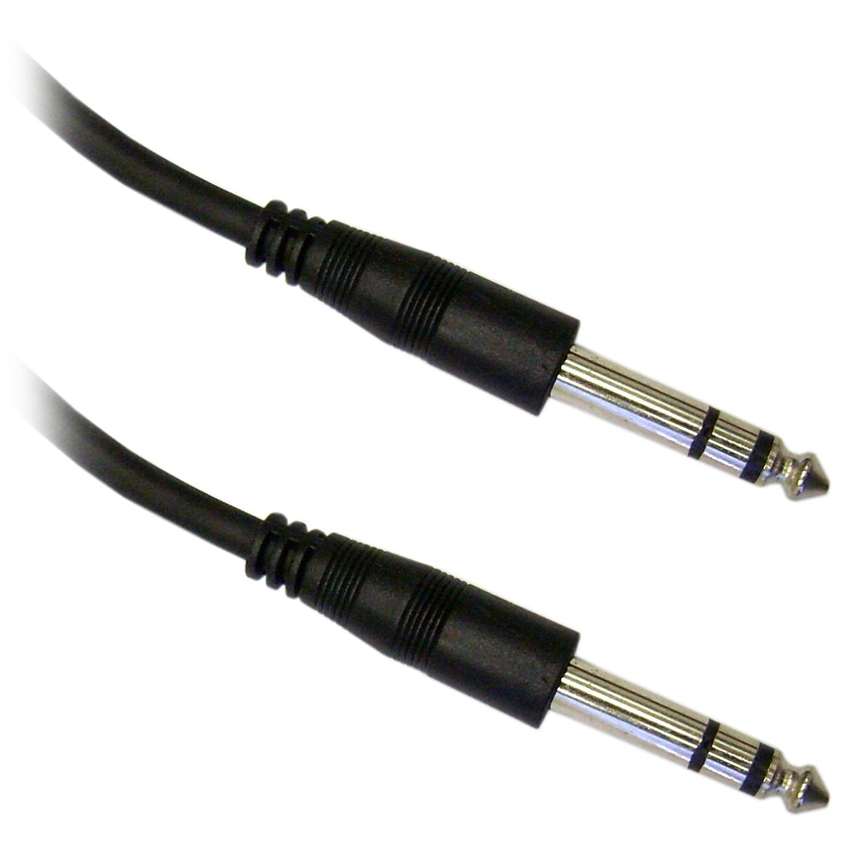 CableWholesale 1/4 inch Stereo Audio Patch Cable, 1/4 Male to Male Nickel Plated Connectors, 24AWG, 100 feet, Black
