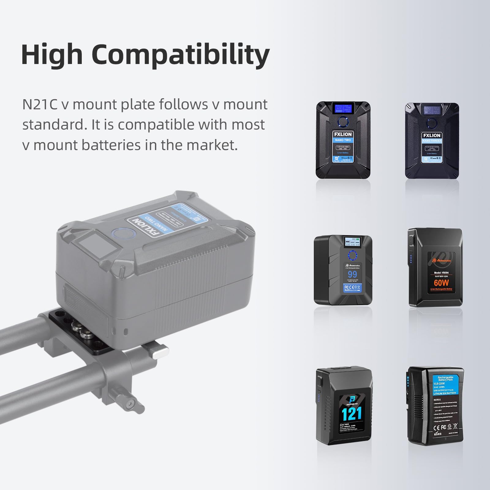 Nitze V Mount Battery Plate Aluminum Alloy Mini V Mount Plate With 1/4' Screws   N21C