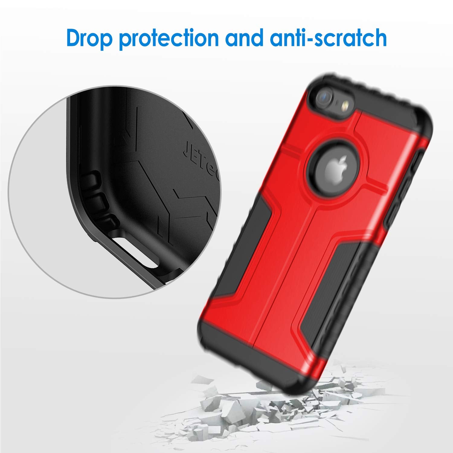 Jetech Case For Iphone 8 And Iphone 7, Dual Layer Protective Cover With Shock Absorption, Red